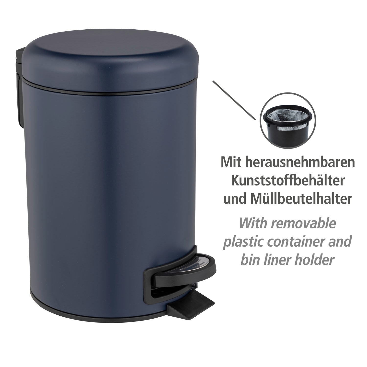 WENKO Kosmetikeimer »Leman«, dunkelblau, 3 Liter