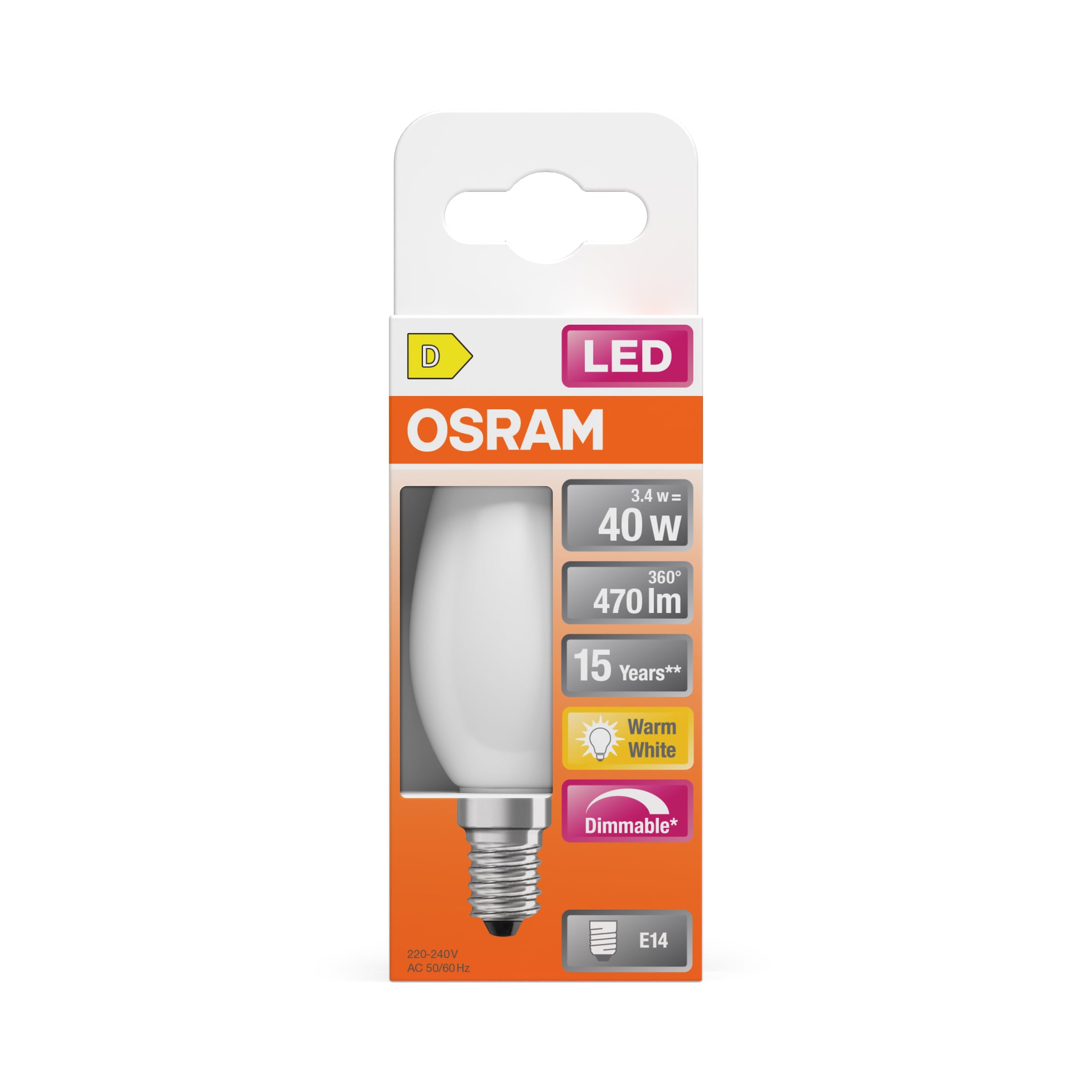 Osram LED-Leuchtmittel »LED Retrofit CLASSIC Kerzenform« E14 1 Stk. Warmweiß