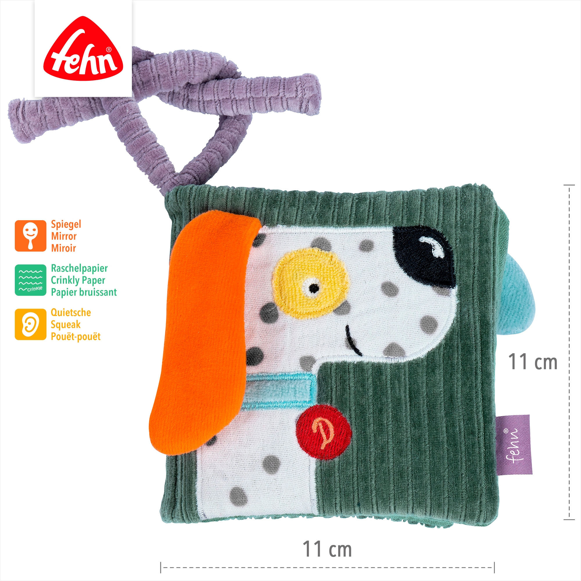 Fehn Greifspielzeug »Stoffbuch Hund Dotty« Enthält Bio-Baumwolle