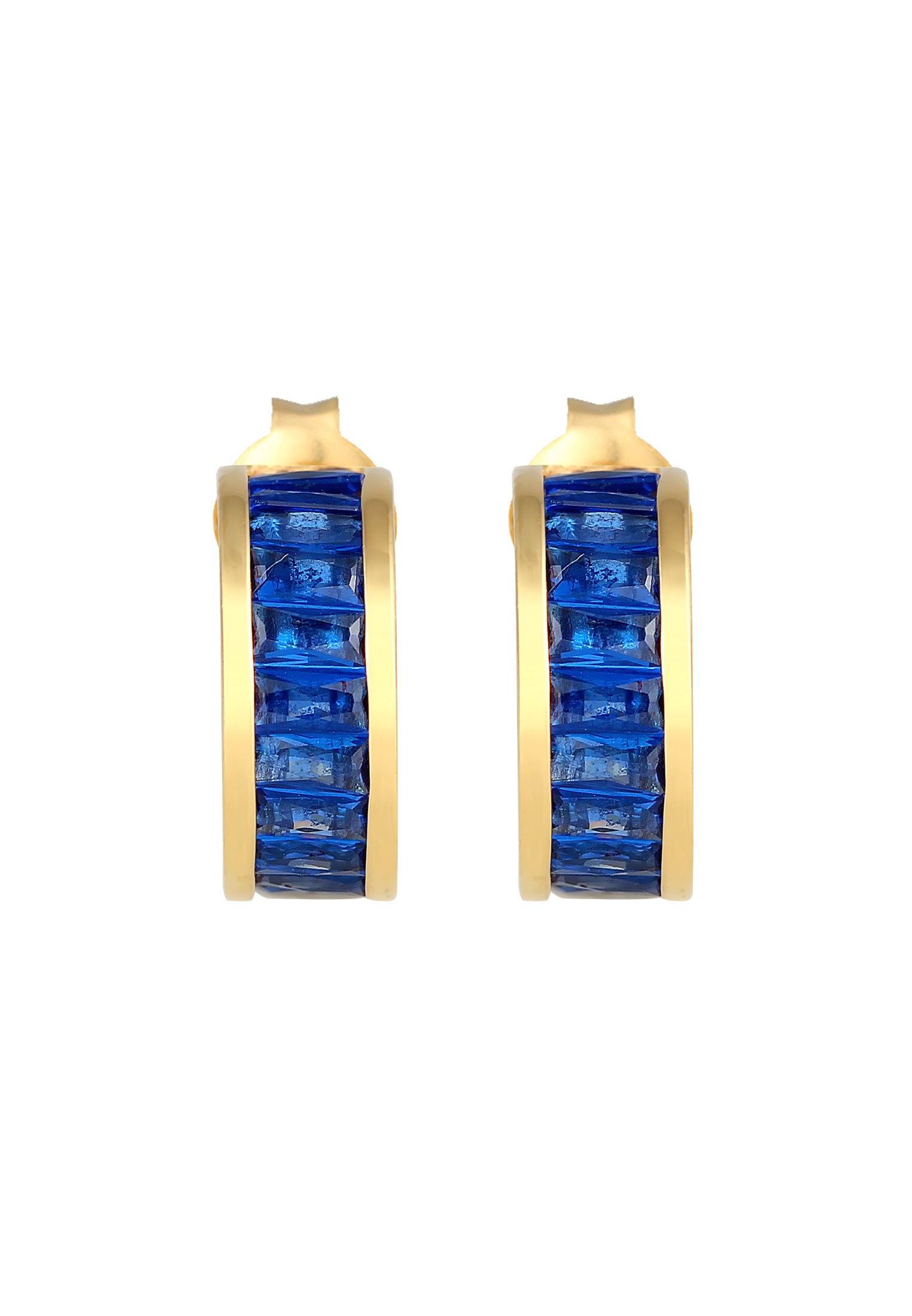 Elli Premium Paar Creolen »Ohrringe Creolen Syntetischer Saphir Blau 925 Silber«
