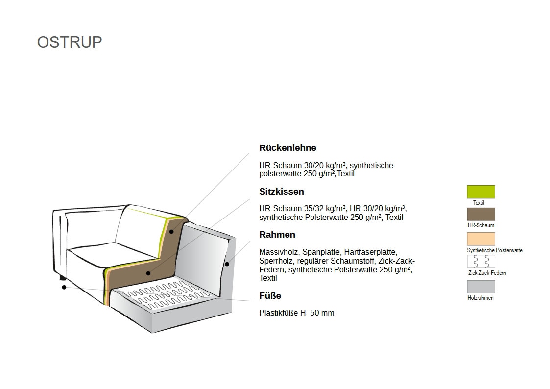 Home affaire Ecksofa »Ostrup« schlichtes modernes Design, in verschiedenen Farben