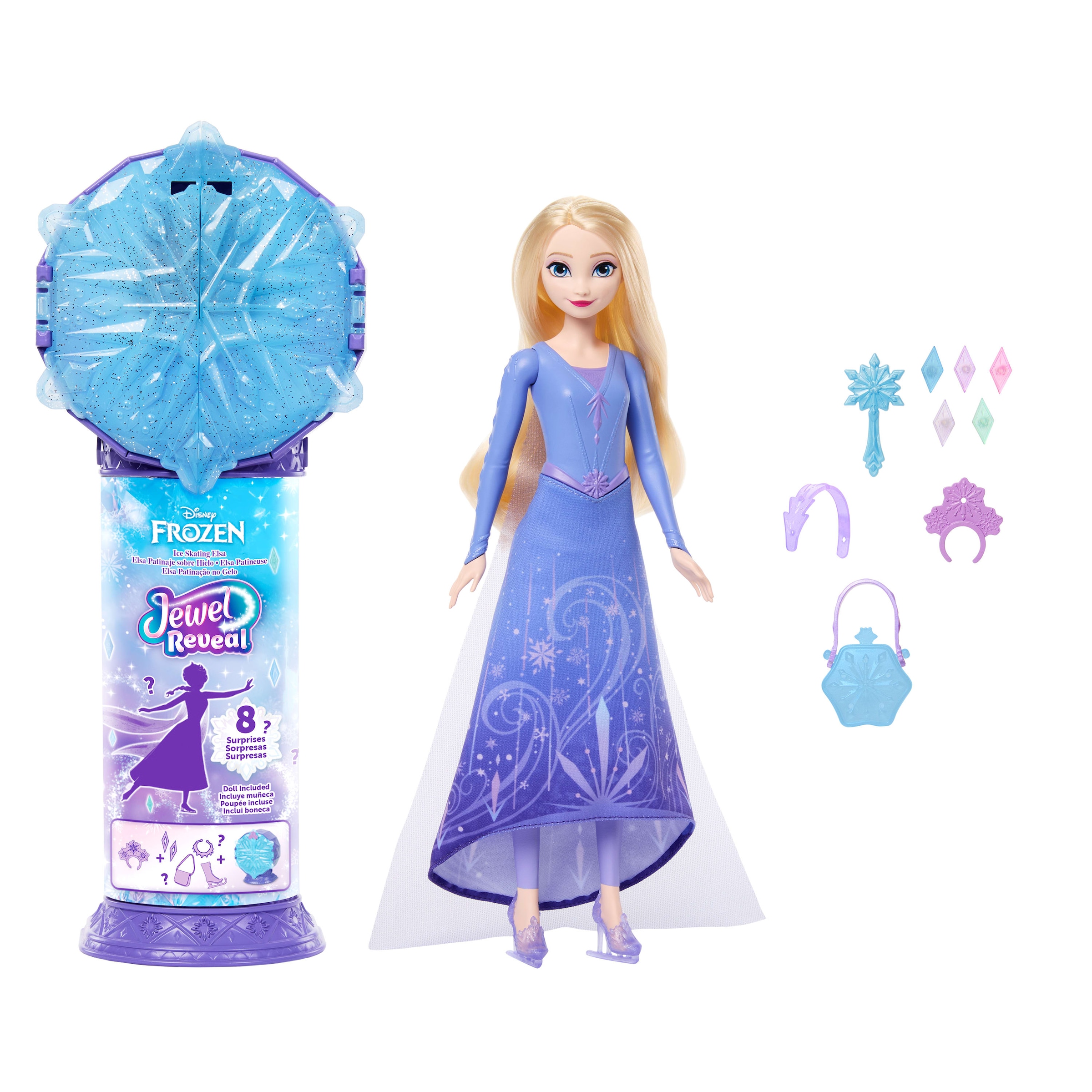Mattel® Anziehpuppe »Disney Die Eiskönigin Jewel Reveal, Eisläuferin Elsa«