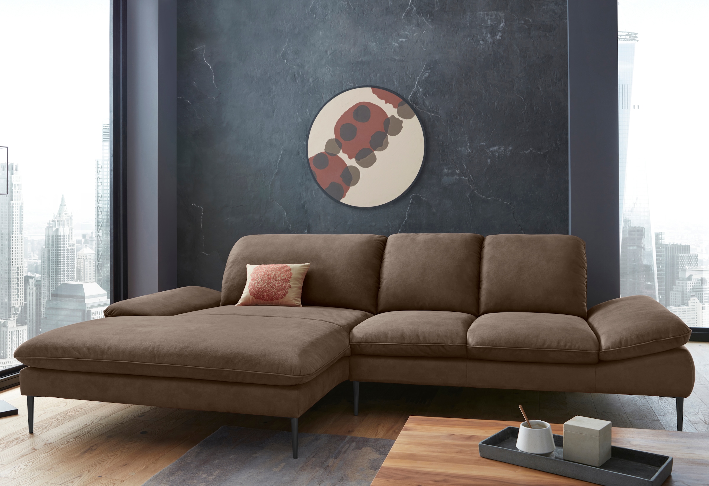 W.SCHILLIG Ecksofa »enjoy&MORE, Designsofa, elegant und bequem, L-Form«, Sitztiefenverstellung, Füße schwarz pulverbeschichtet, Breite 310 cm