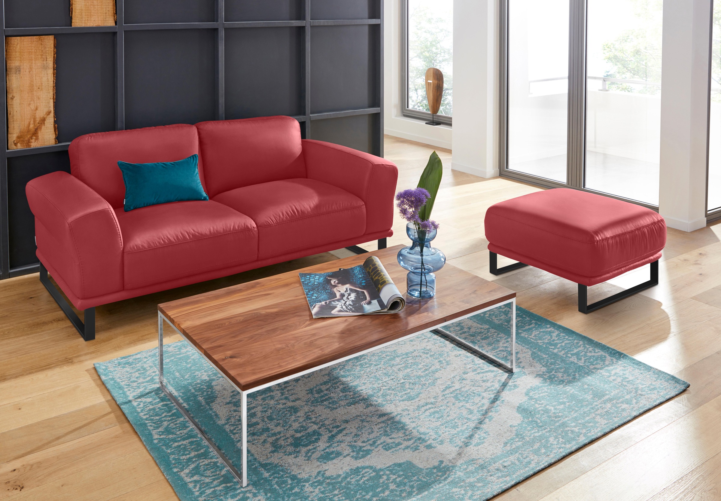 W.SCHILLIG Hocker »montanaa«, mit Metallkufen in Schwarz pulverbeschichtet, Breite 71 cm