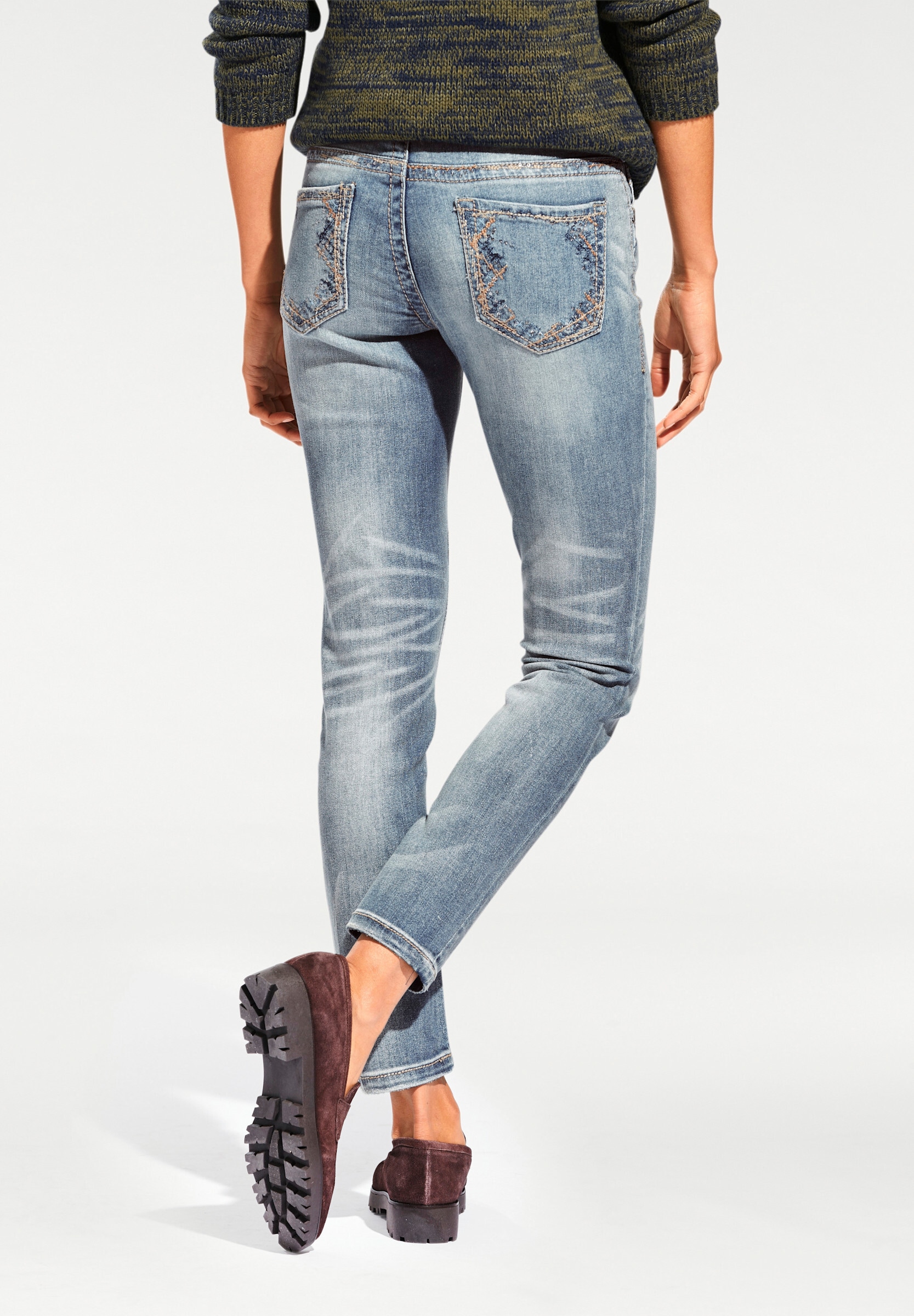 heine Röhrenjeans »Bauchweg-Jeans Röhrenjeans mit Stickerei«