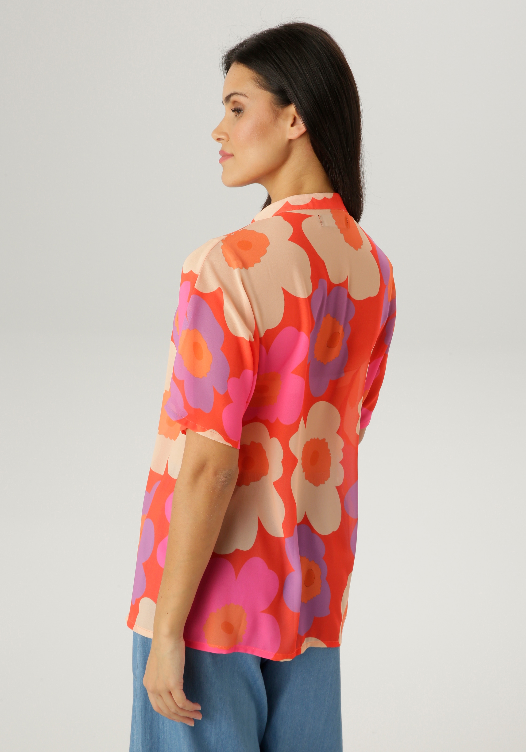 Aniston SELECTED Chiffonbluse kleiner Stehkragen und längs verlaufende Volants - NEUE KOLLEKTION