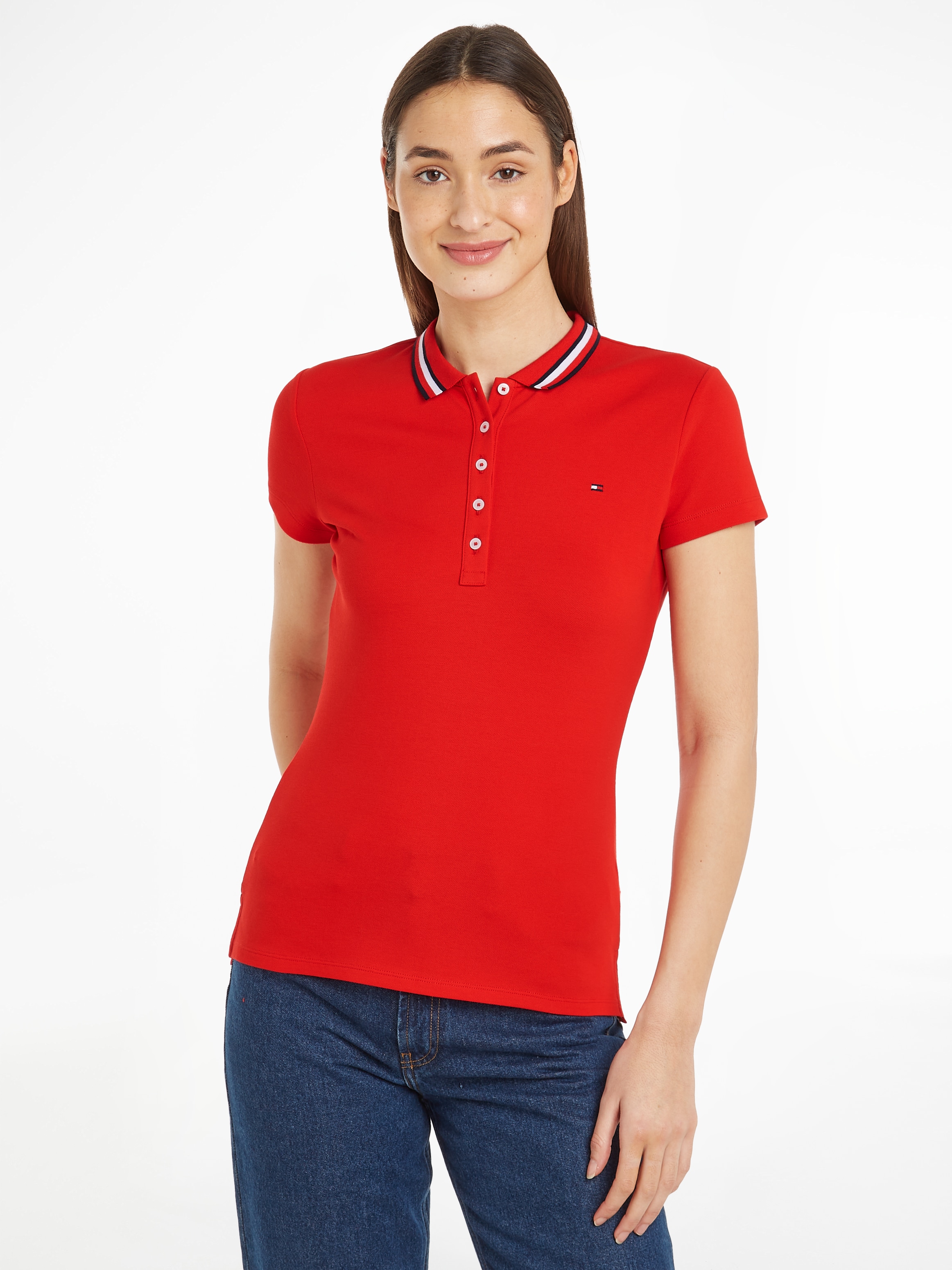 Poloshirt »SLIM GLOBAL STRIPE POLO SS«, Polokragen mit Kontraststreifen, kleine...