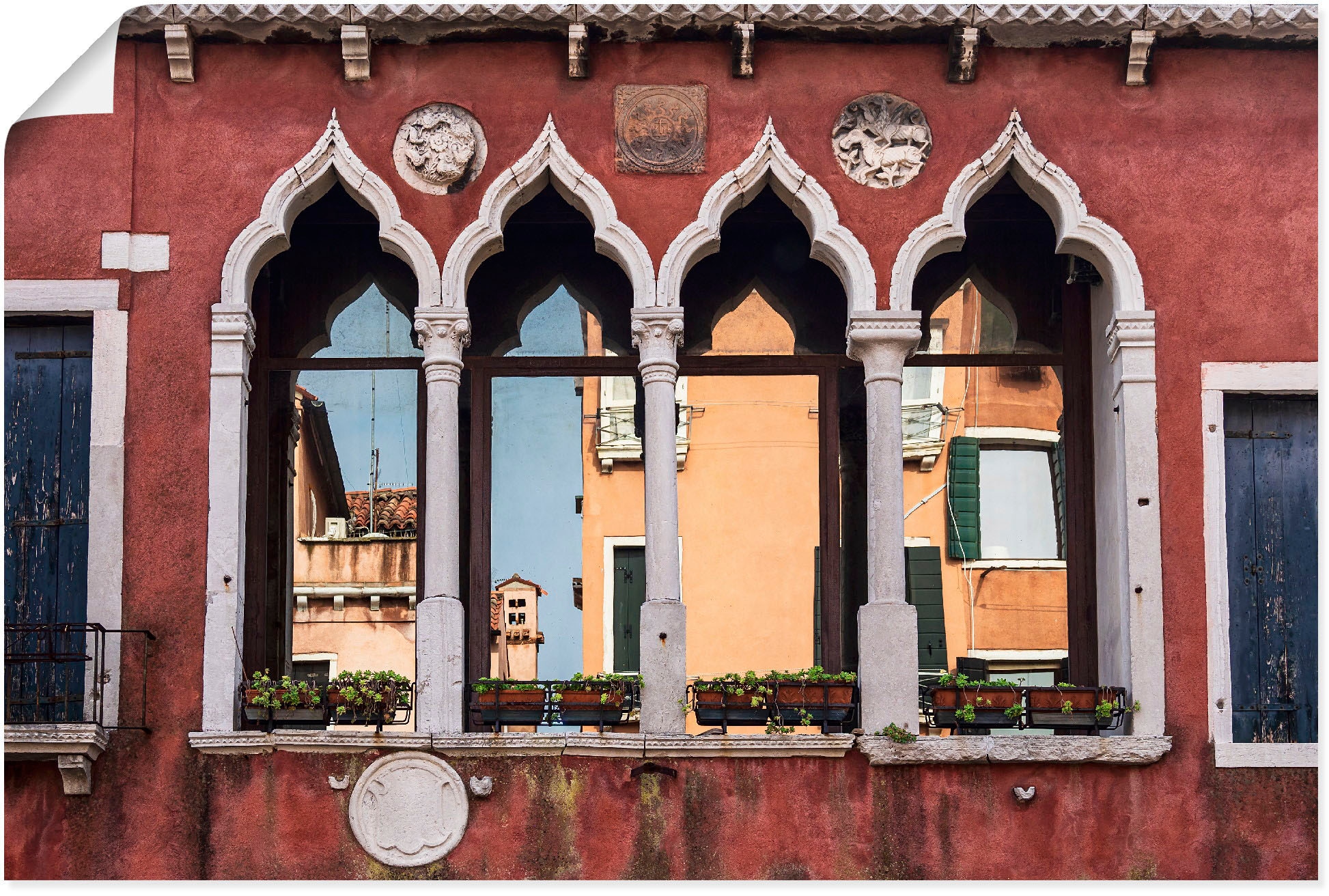Artland Wandbild »Historische Gebäude Altstadt von Venedig«, Fenster &  Türen, (1 St.), als Leinwandbild, Poster, Wandaufkleber in verschied.  Größen auf Raten bestellen