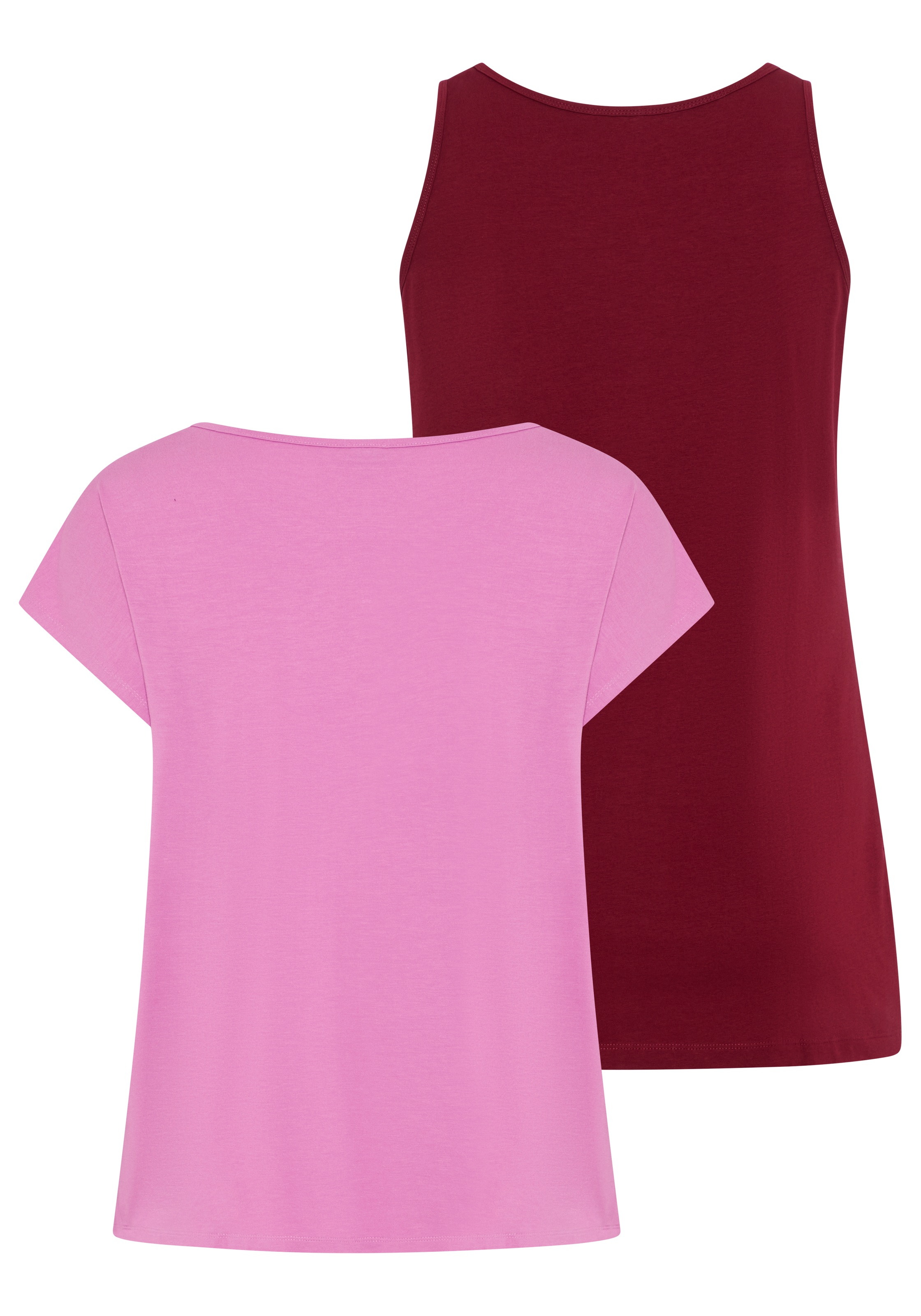 Laura Scott CURVE Yoga & Relax Shirt »Große Größen« Set, 2,  weites Shirt mit großem Ausschnitt über figurbetonendem Top
