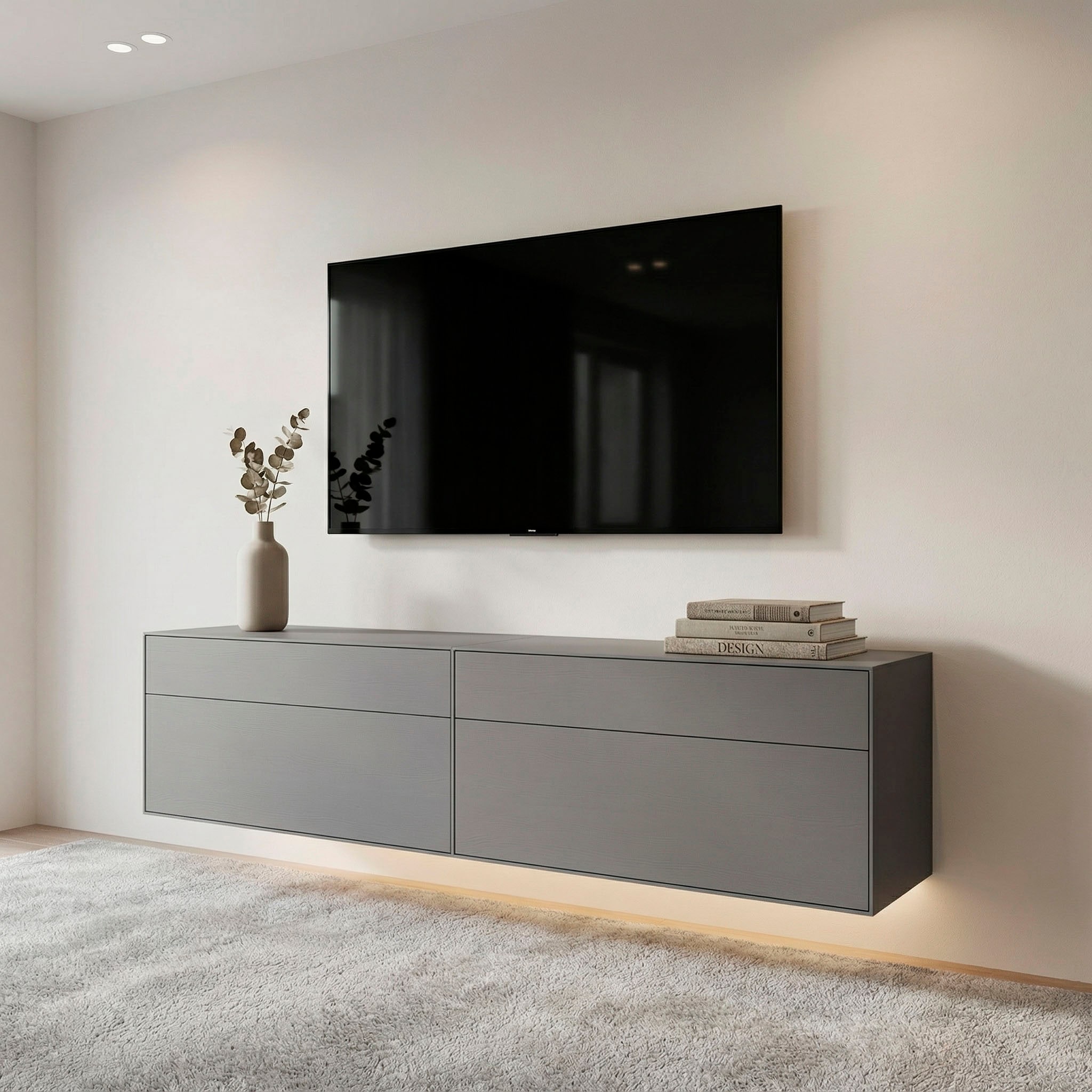 LeGer Home by Lena Gercke Lowboard »Essentials, TV-Board, TV-Kommode, TV-Schrank,  TV-Möbel« 2 Stk. tlg. Breite: 222 cm, UV lackiert, Push-to-open-Funktion