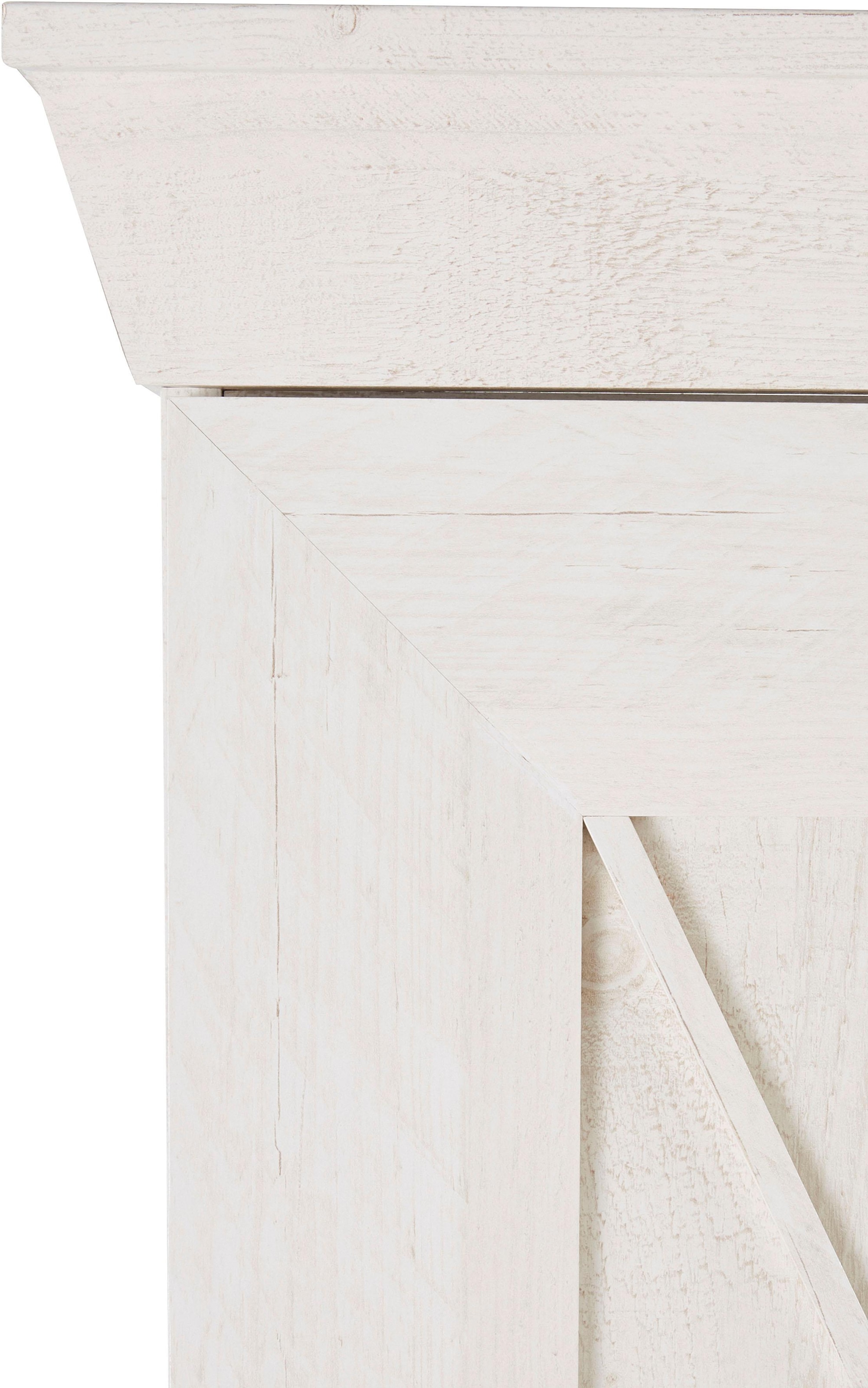FORTE Drehtürenschrank »Kashmir, TOPSELLER, im klassischem Landhausstil, Made in Europe«, (Maße (B/T/H): 255/63/221 cm), mit Spiegel und dekorativen Fräsungen und Elementen