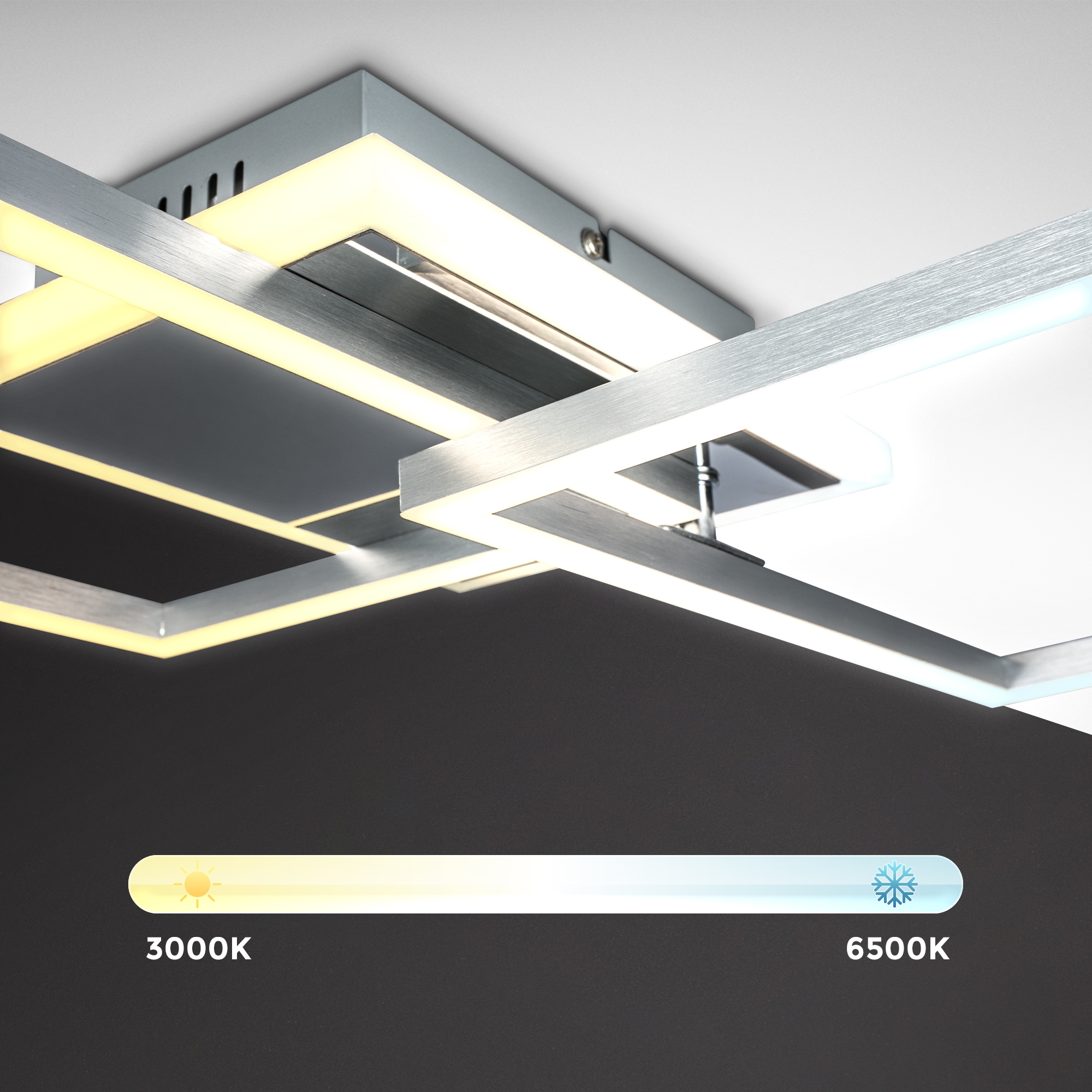 B.K.Licht LED Deckenleuchte »BKL1440 LED Deckenlampe, einstellbare Farbtemperatur, LED Lampe« LED-Modul 1 Stk. Neutralweiß 2700K - 6500K, 4.200Lm, 40W, 50x38,8x8 cm, Chrom-Alu
