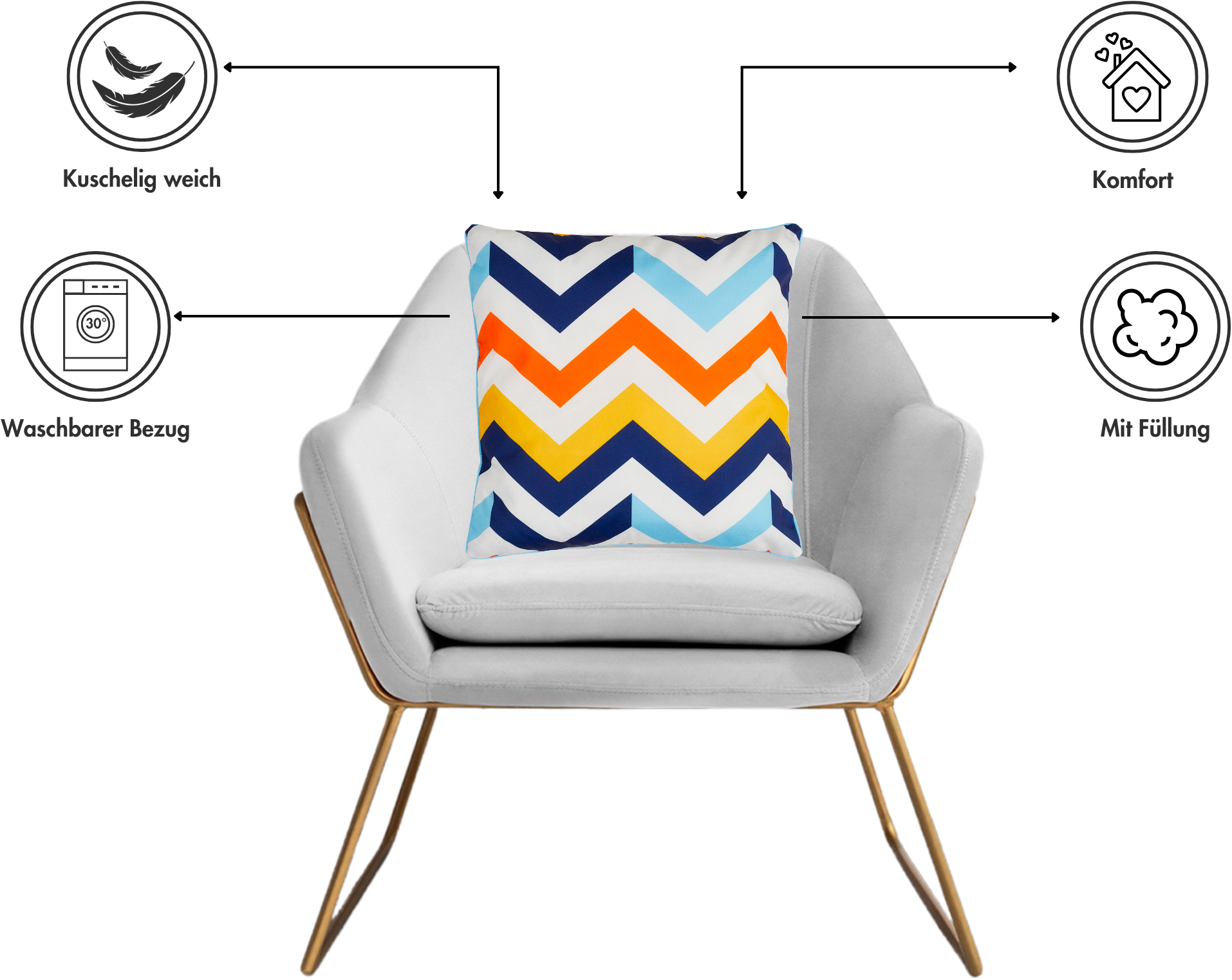 Andiamo Dekokissen »Helia, Kissenhülle mit Füllung« Sofakissen, modernes Design, eckig, 40x40, Outdoor geeignet