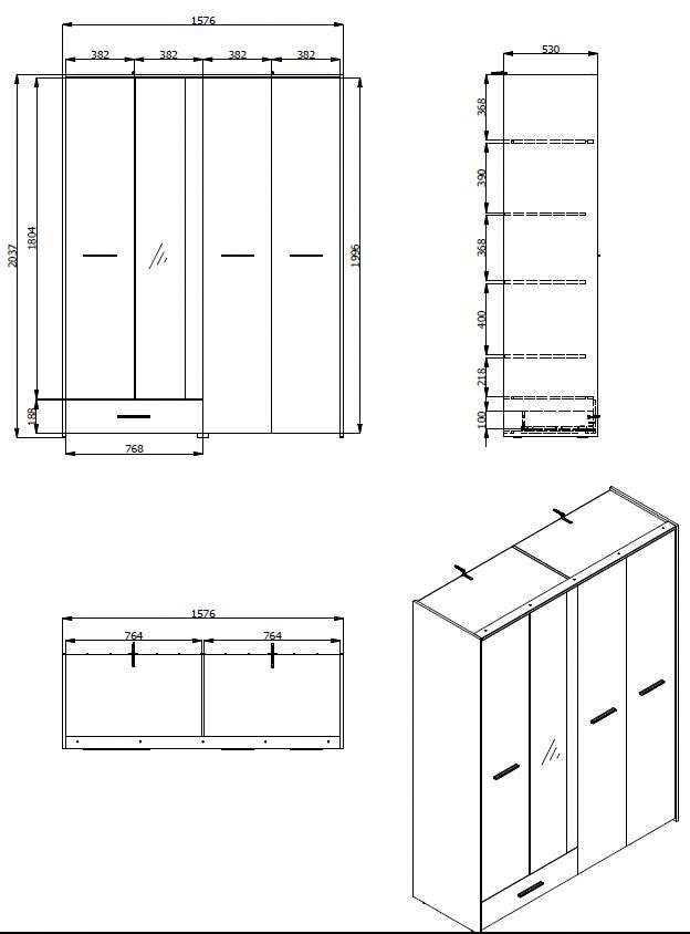INOSIGN Kleiderschrank »Varadero«, mit 1 Schublade und 1 Spiegeltür, in den Breiten 119 und 157cm