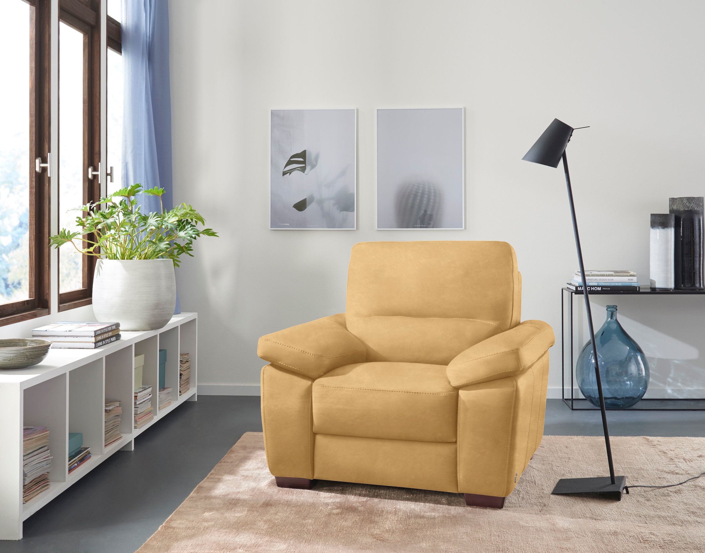 CALIA ITALIA Sessel "Gaia, in edlem Design und mit erstklassigem Sitzkomfort" aus pflegeleichtem Luxus-Microfaser Ginevra Hydro Care