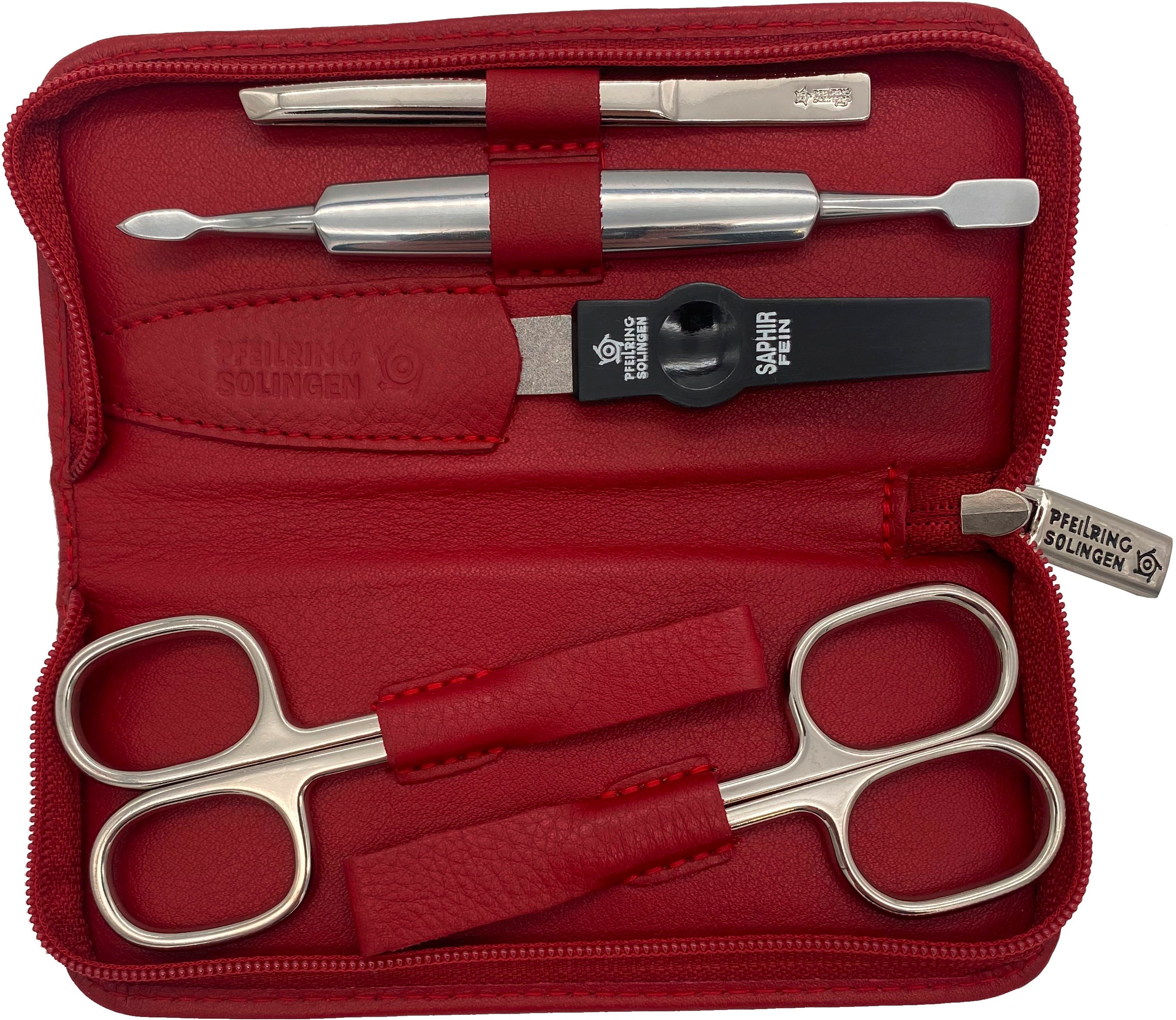 PFEILRING Maniküre-Etui, (5 tlg.), Nappaleder