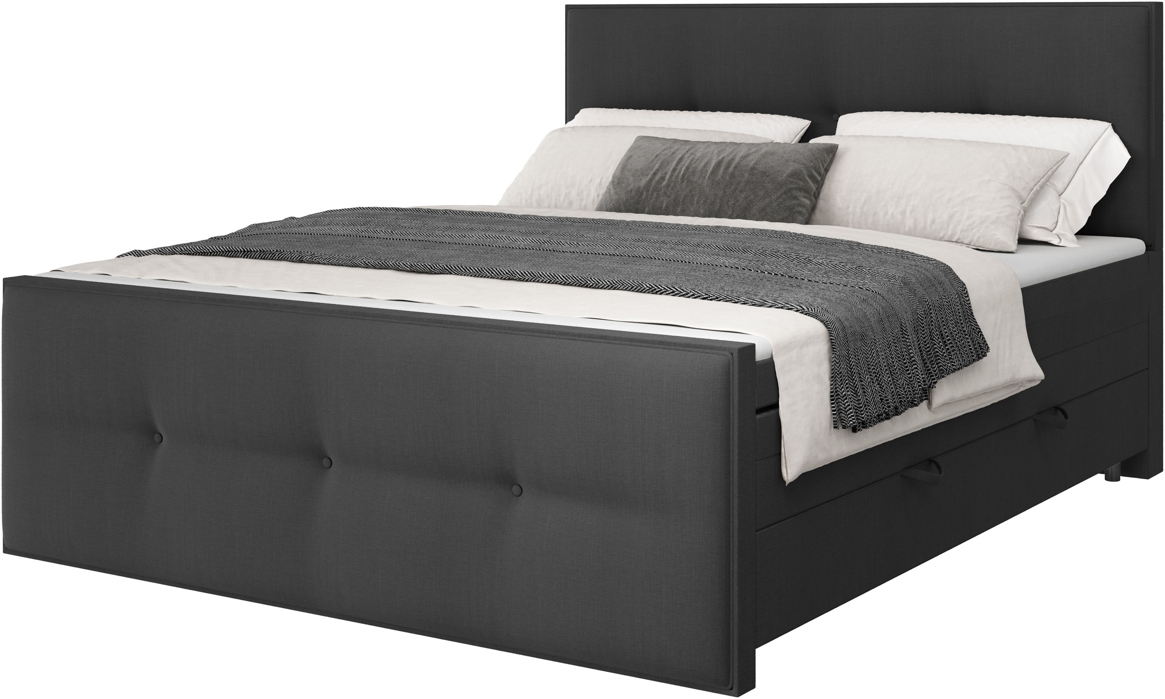 FORTE Boxspringbett »Eve inkl. zwei Bettkästen und Kaltschaum Topper« und einer 7-Zonen-Tonnentaschen-Federkernmatratze (H3)