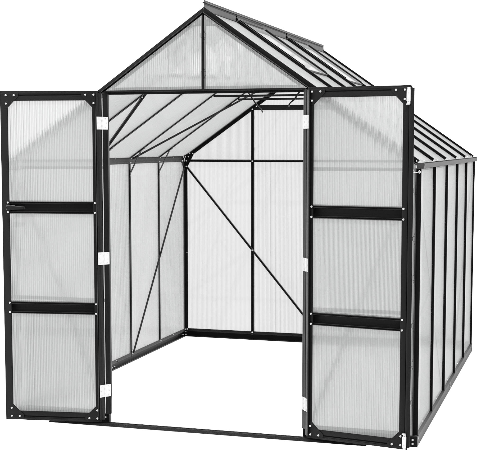 Vitavia Gewächshaus "Domus 8300" mit Doppelschwingtüren und bodentiefer Türschwelle, 4 mm Hohlkammer