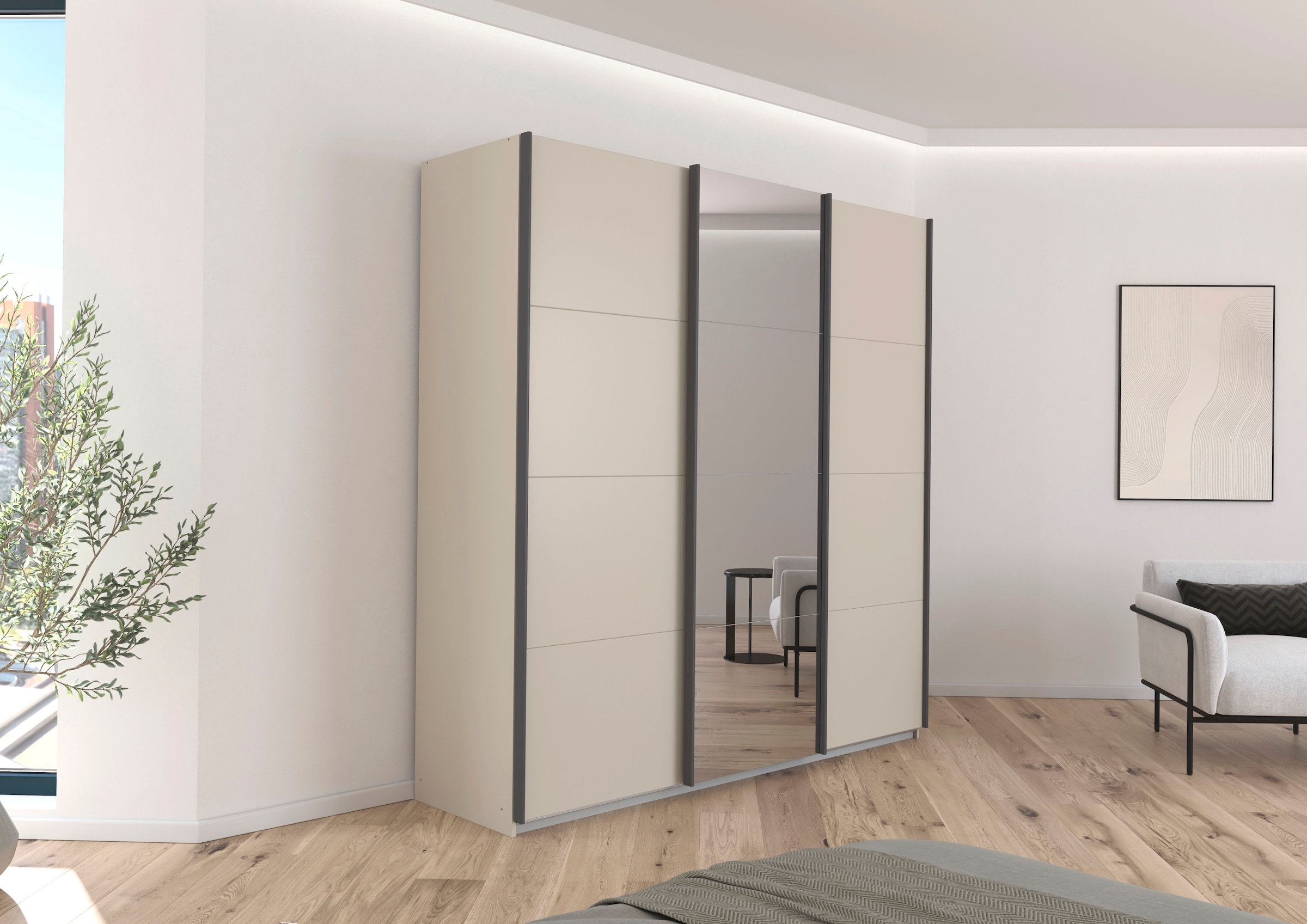 rauch Schwebetürenschrank »Kleiderschrank Schrank Garderobe AGORDO«, (in zwei Griff-Farben), Top Innenausstattung, in 4 Breiten und 2 Höhen MADE IN GERMANY