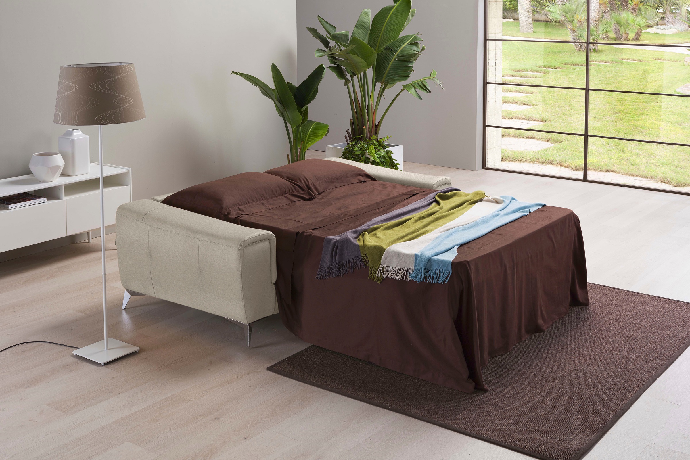 Egoitaliano Schlafsofa »Francine, Designsofa, Loungesofa mit Dauerschlaffunktion, Bettfunktion«, hochwertiger Metallbettrahmen & Matratze, Kopfteil manuell verstellbar