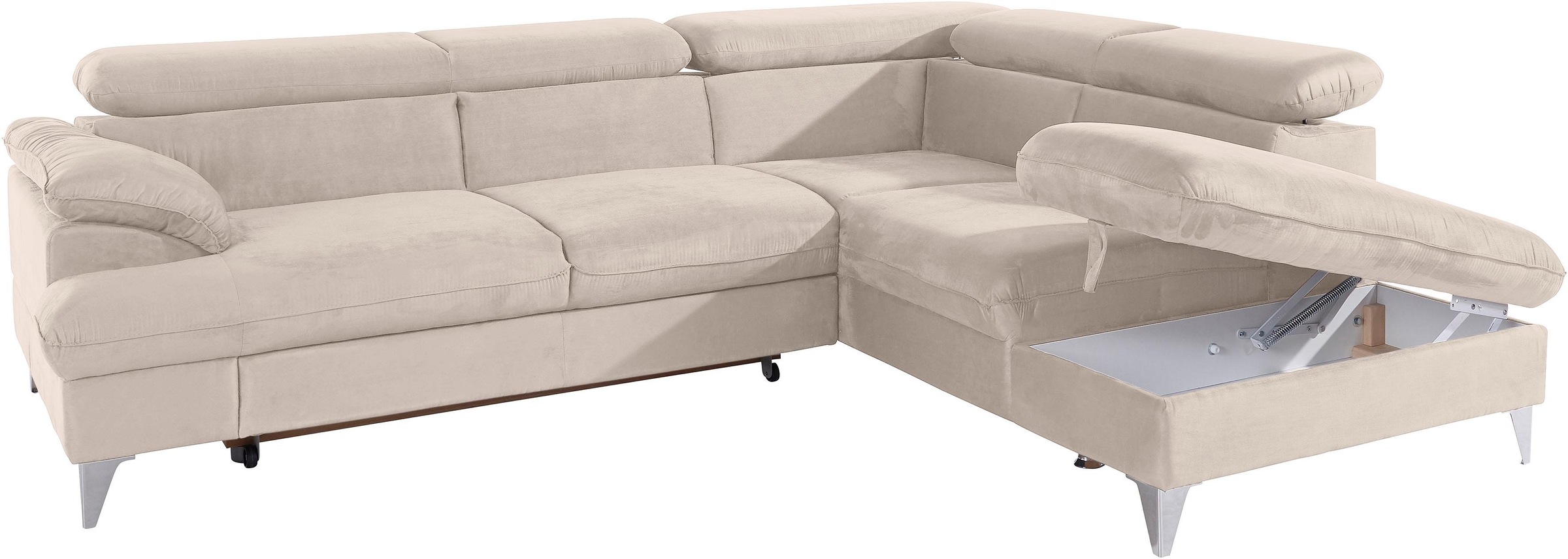 COTTA Ecksofa »Caluso L-Form«, mit Kopfteilverstellung, wahlweise mit Bettfunktion & Bettkasten