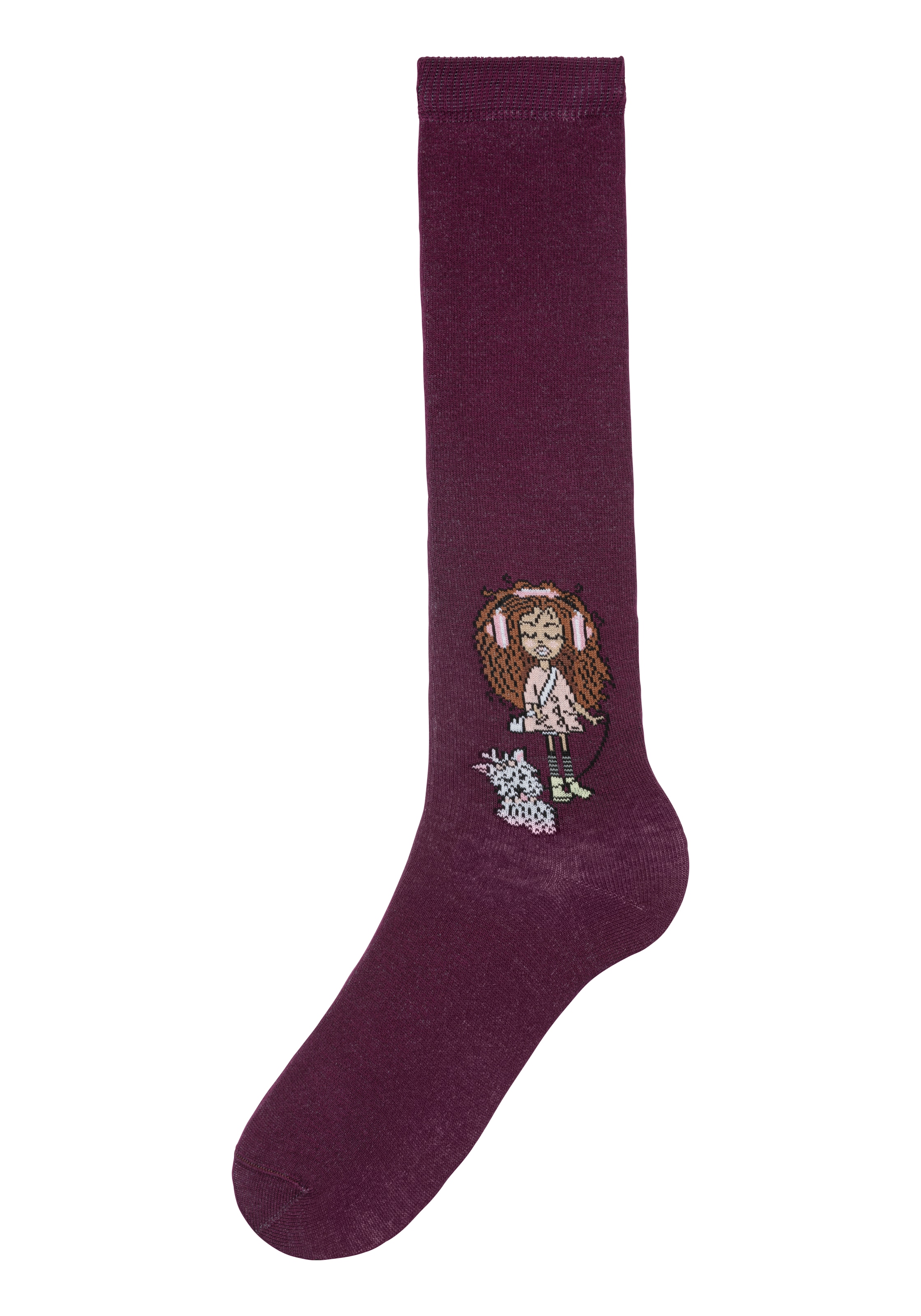 H.I.S Kniestrümpfe Packung, 5 Stk. tlg. mit eingestricktem Motiv