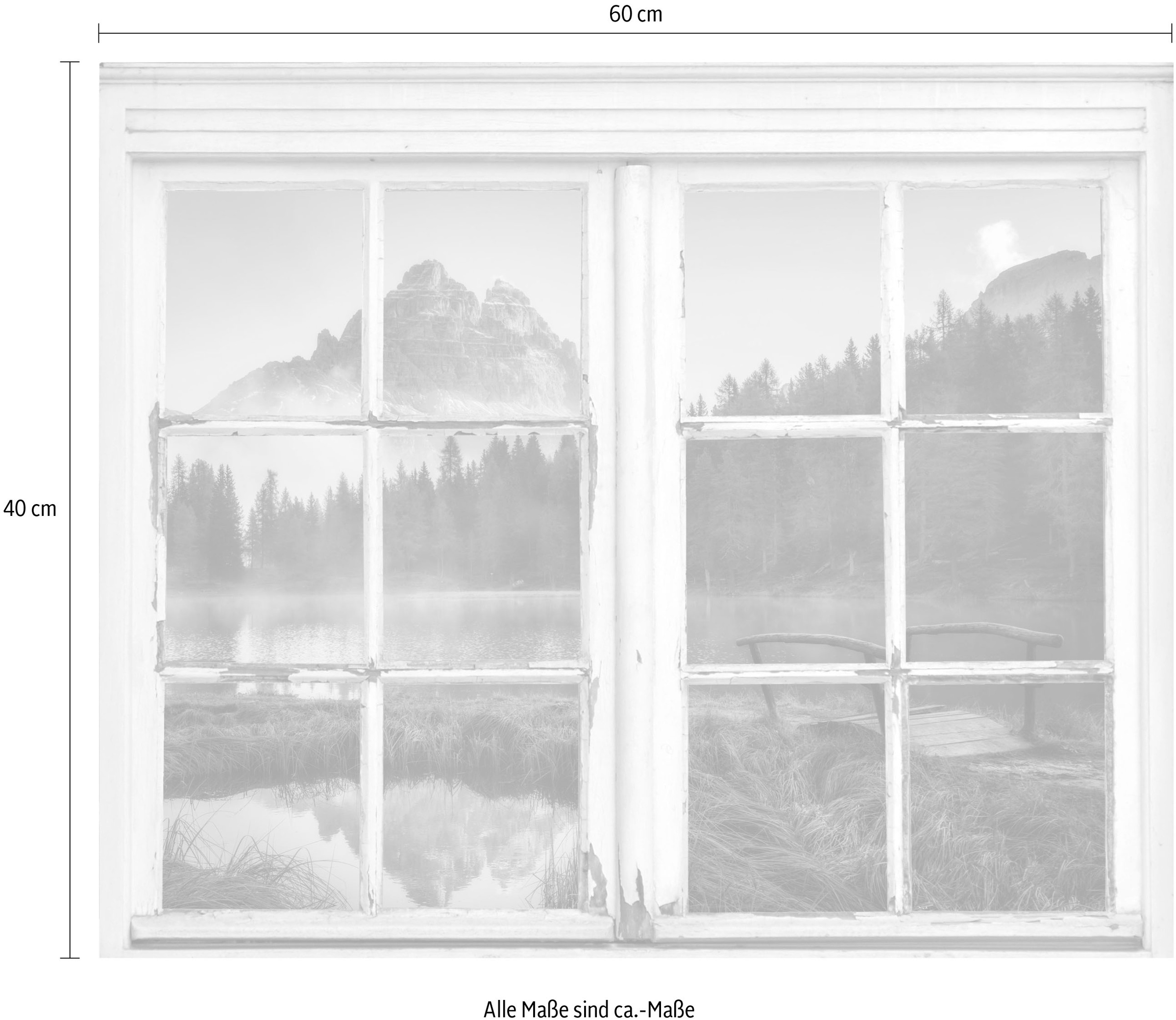 queence Wandsticker »Landschaft«, Wandsticker, Wandbild, selbstklebend, Berge, See, Brücke