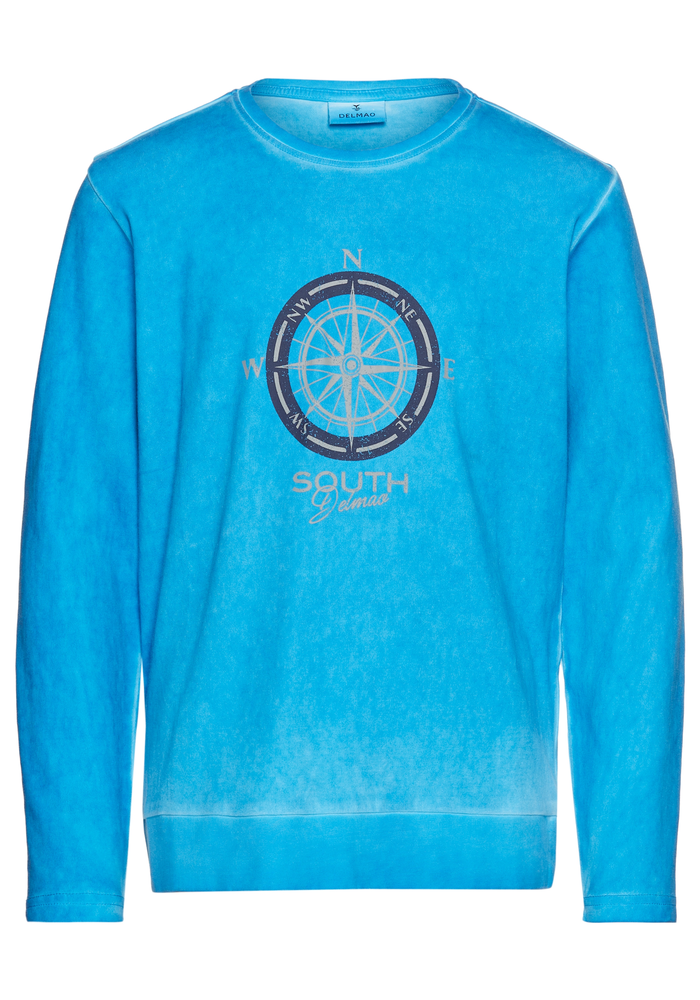 DELMAO Langarmshirt »Modisch gewaschenes Shirt« Trendwaschung