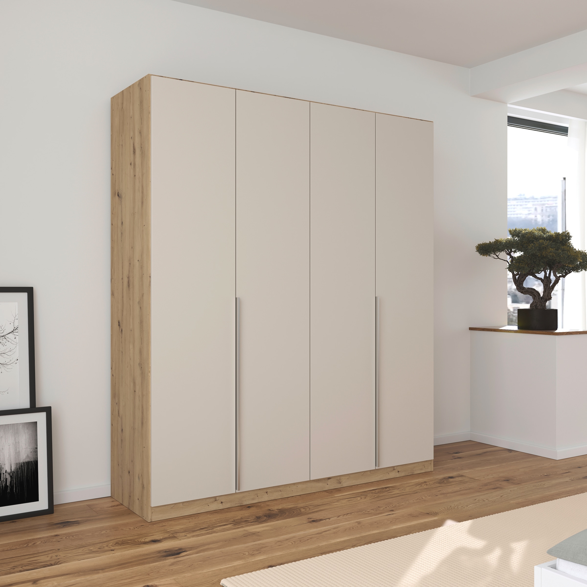 rauch Drehtürenschrank »Kleiderschrank Schrank Garderobe AGORDO TOPSELLER Schlafzimmer«, (in zwei Griff-Farben mit Dekor- oder Hochglanzfront), durchdachte Innenausstattung, in 6 Breiten und 2 Höhen MADE IN GERMANY