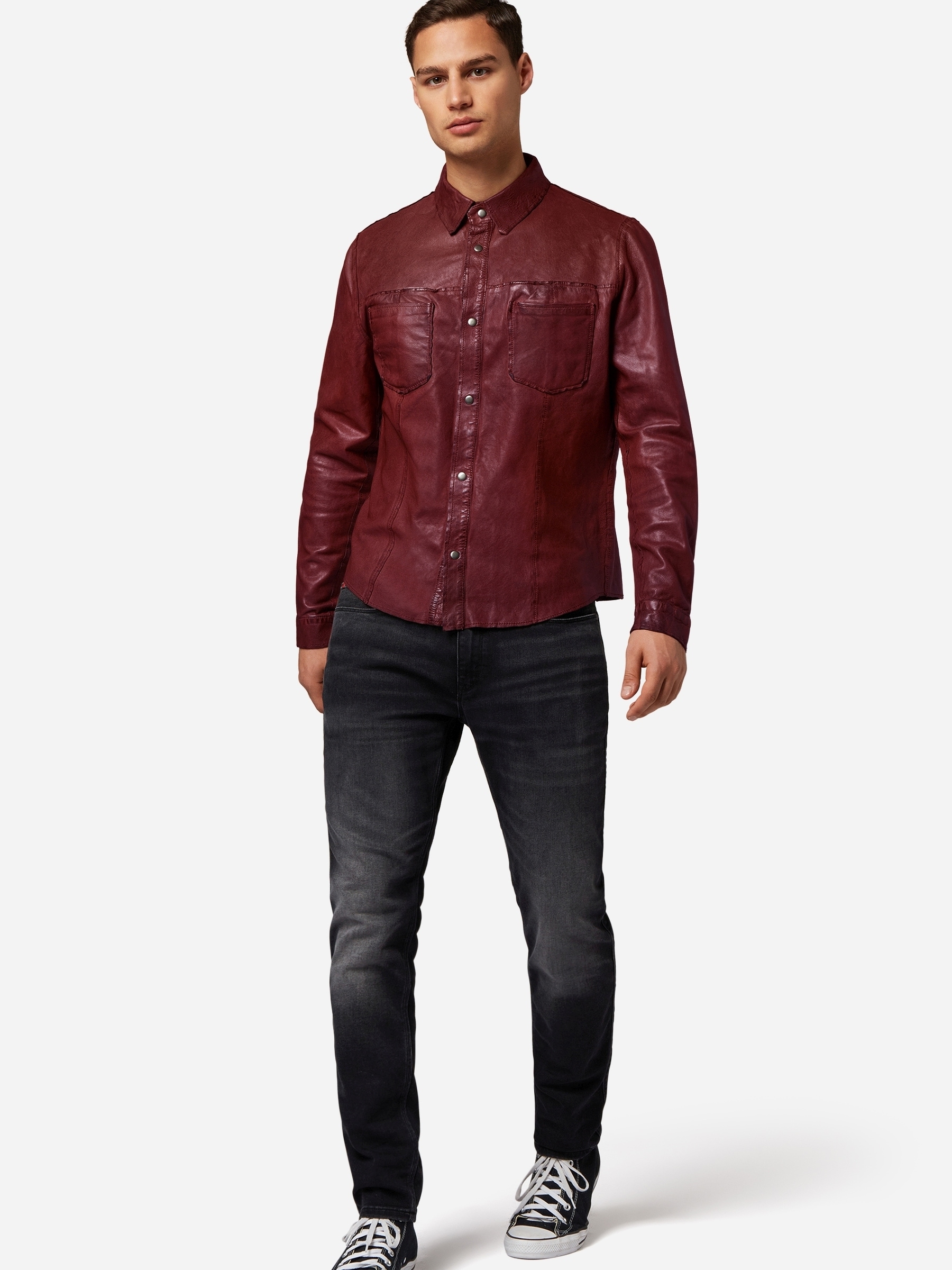 RICANO Langarmhemd »Lederjacke Reverse Shirt« Handgefertigt aus echtem Leder