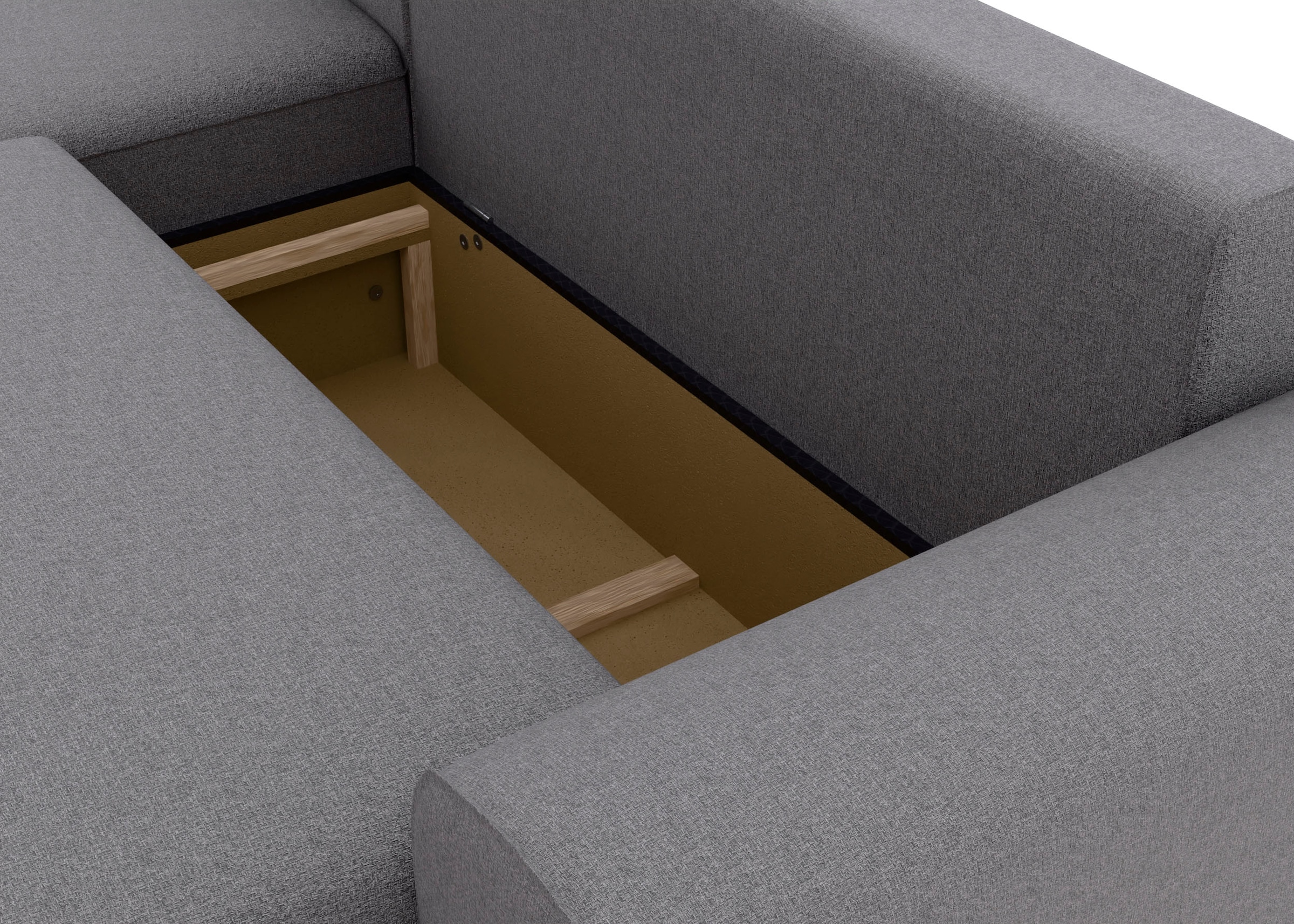 TRENDMANUFAKTUR Ecksofa »Fordon, Schlafsofa mit Bettkasten, Couch in L-Form, Breite 250 cm« in Struktur LUMOS, 3D-Effekt, anthrazit, Recamiere links