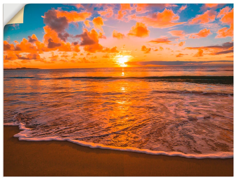 Artland Glasbild »Weg zum Nordseestrand Sonnenuntergang«, Strand, (3 St.),  in verschiedenen Größen auf Rechnung kaufen