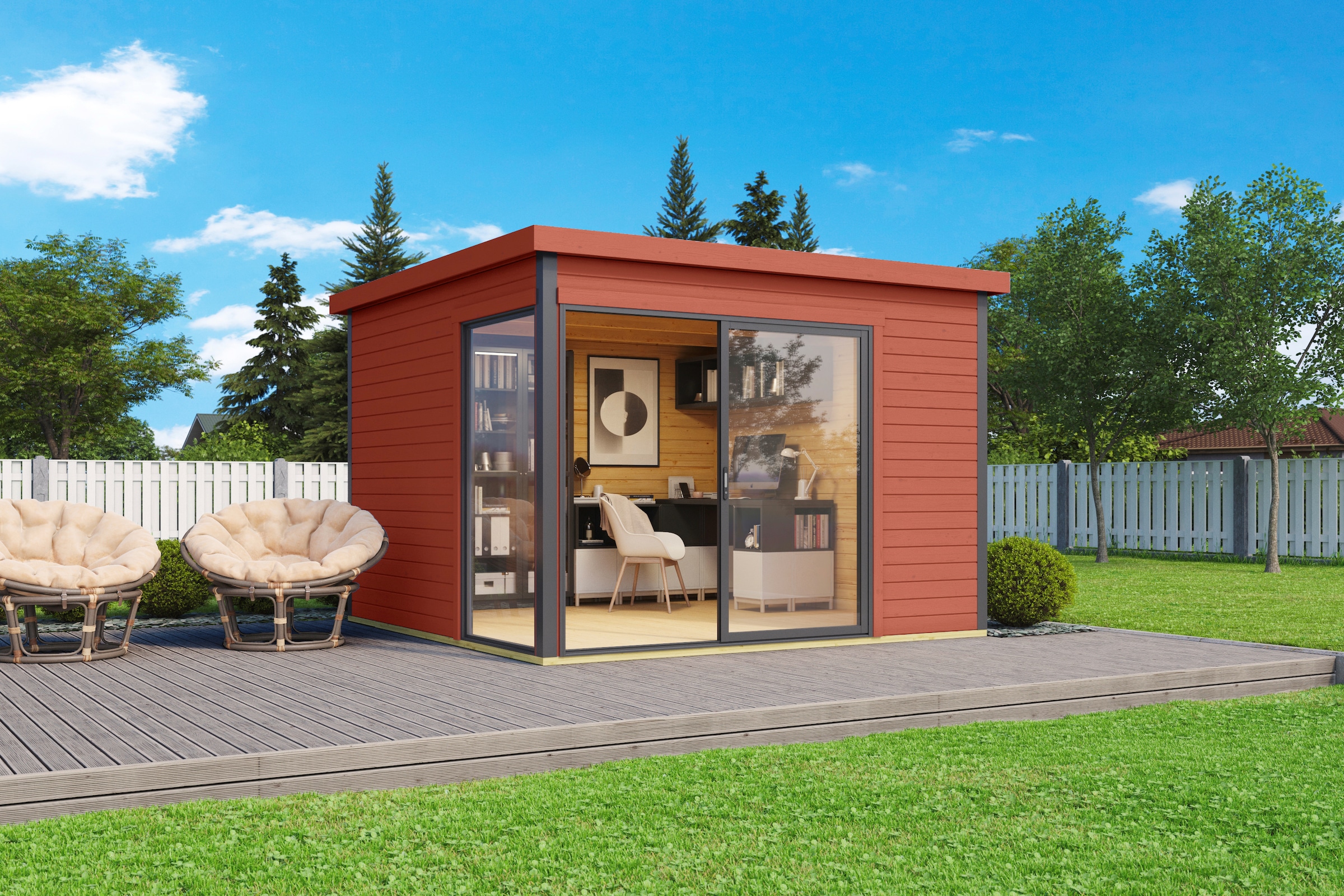 LASITA MAJA Gartenhaus »DOMEO 1 SCHWEDENROT/ANTHRAZIT« Fundamentmass 3000 x 3000 , Schwedenrot