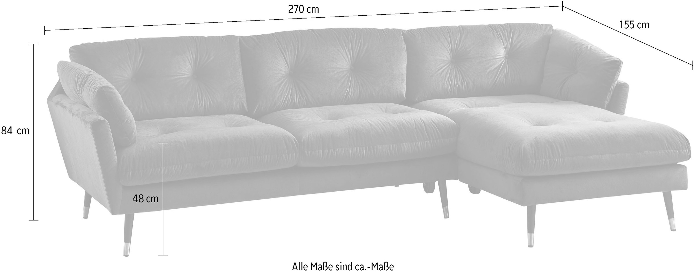 Trends by HG Ecksofa »Japan L-Form«, mit Fuß in Holz-Metallkombination, Recamiere rechts oder links