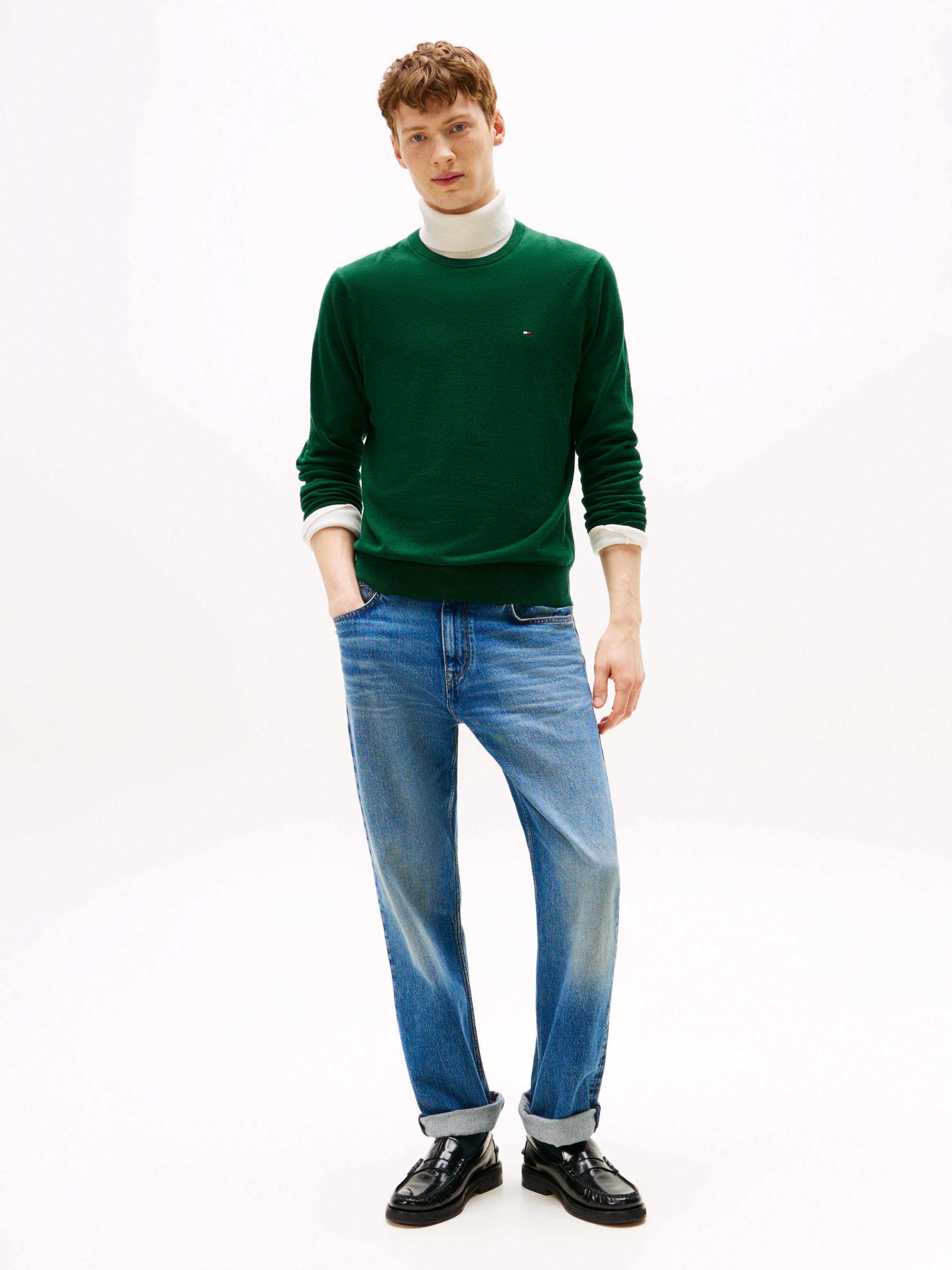 Tommy Hilfiger Rundhalspullover »ESSENTIAL COTTON CREW NECK«, 100% Baumwolle Crewneck Regular Fit Premium Mode