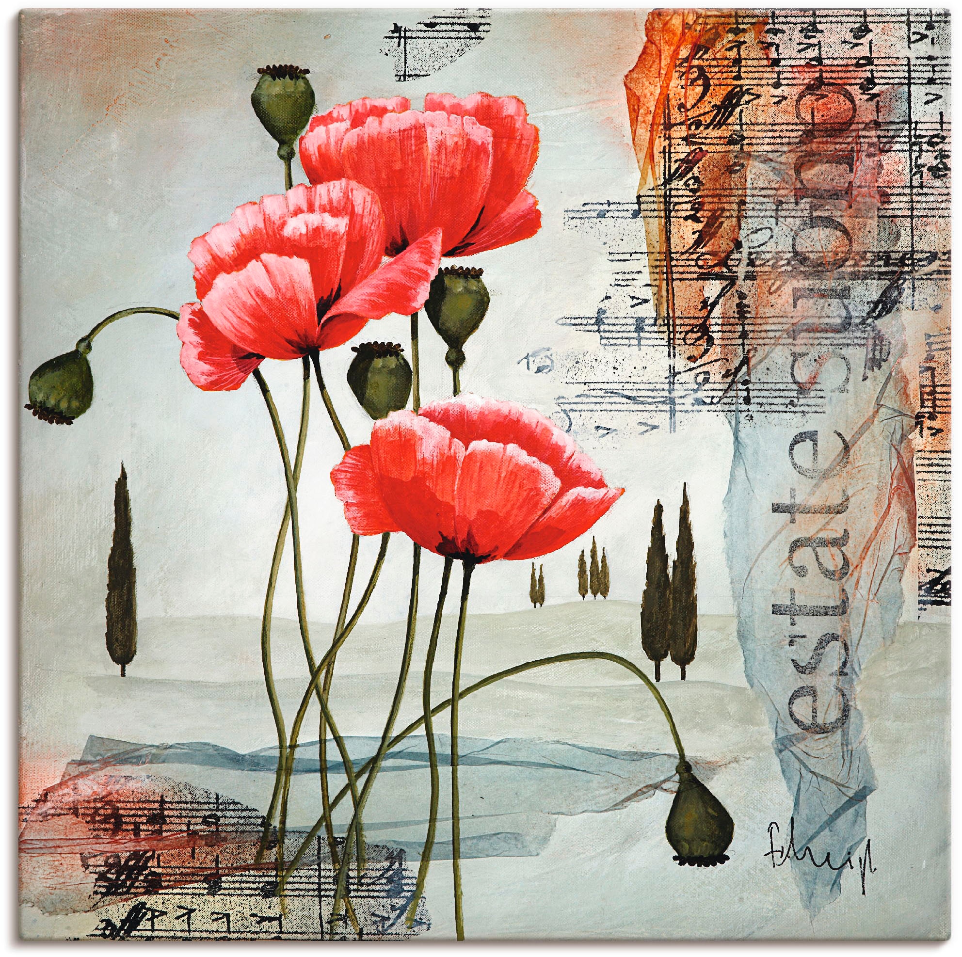 Artland Wandbild "Klatschmohn" Blumen 1 Stk. tlg. als Leinwandbild, Poster in verschied. Größen