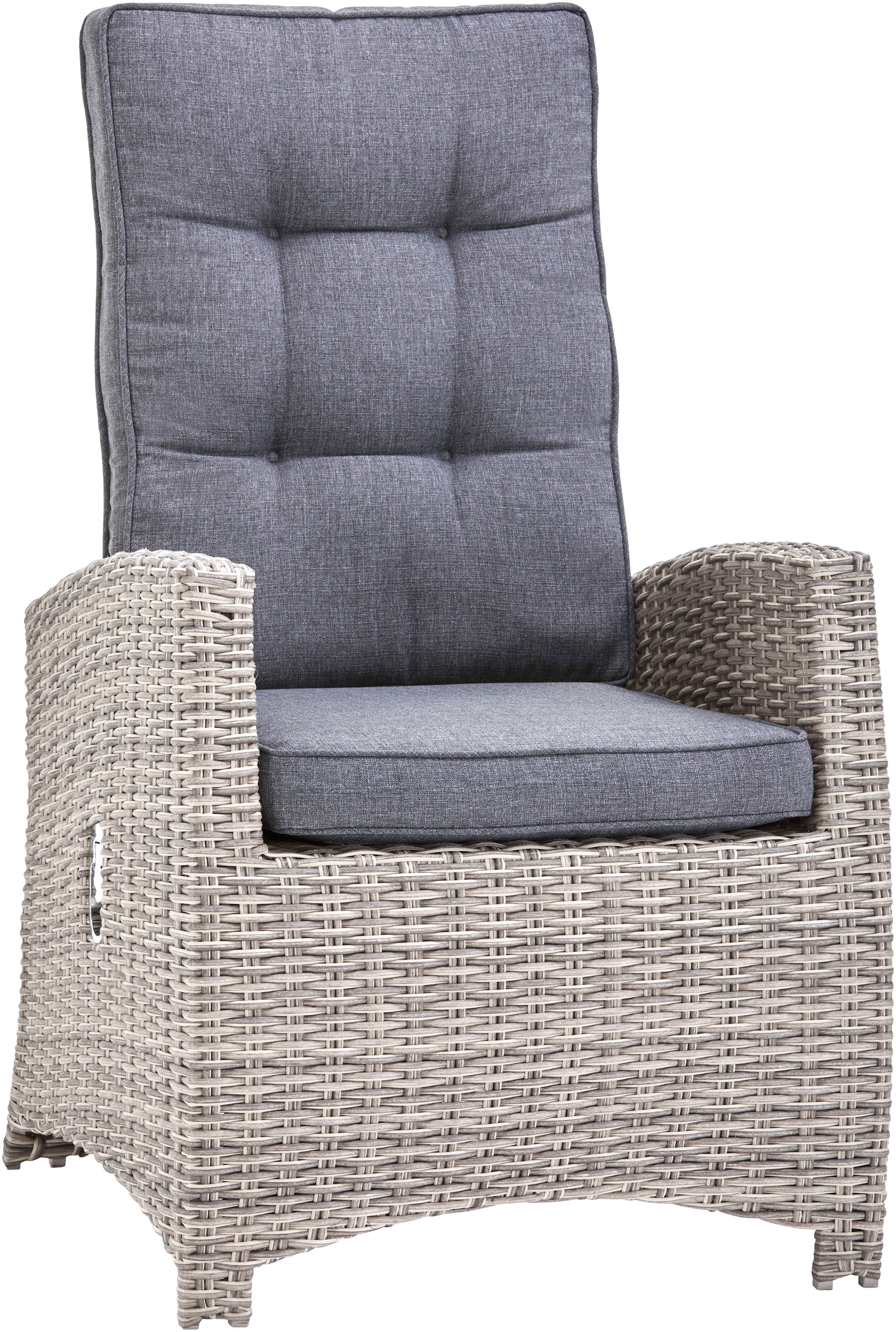KONIFERA Gartenlounge-Set »Monaco«, (Set, 16 tlg., inkl. Auflagen, Alu, Polyrattan), höhenverstellbarer Tisch 43,5 - 66,5 cm