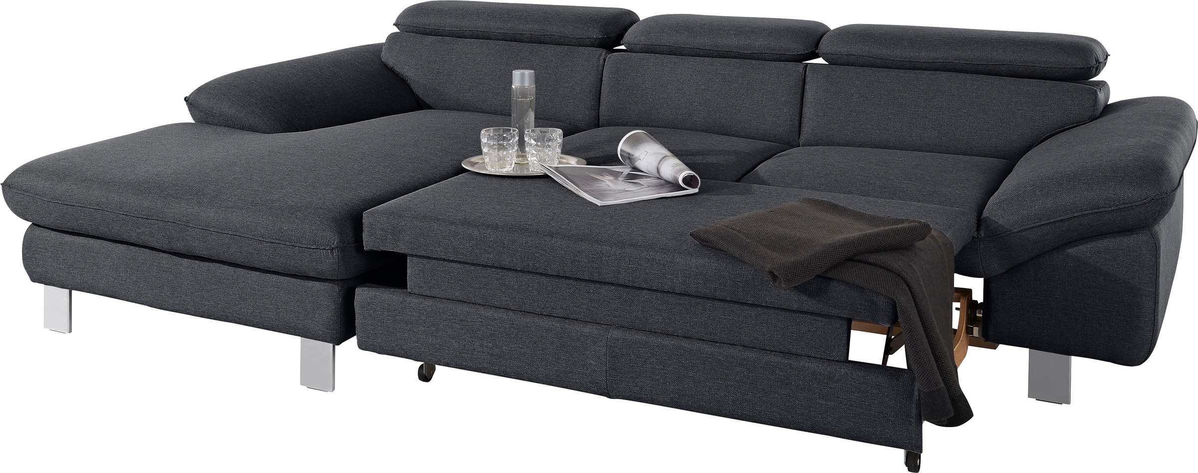 COTTA Polstergarnitur »Driver L-Form«, (Set, 2 tlg.), Set bestehend aus: Ecksofa mit Kopfteilverstellung & Hocker