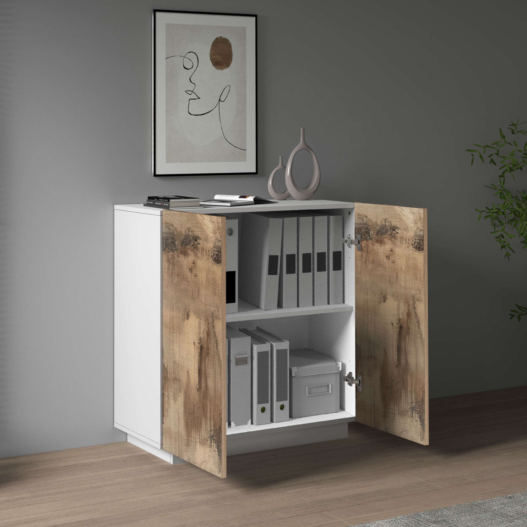 INOSIGN Aktenschrank »Coro, Mehrzweckschrank, Büroschrank mit 2 Türen«, & verstellbare Einlegeböden, Höhe 86 oder 166 cm, Made in Italy