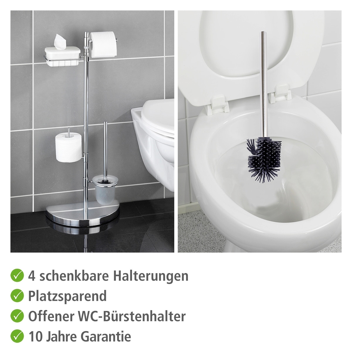 WENKO WC-Garnitur »Raumsparwunder«, aus Edelstahl, mit Ersatzrollen- und  Feuchttücher-Halter online kaufen | mit 3 Jahren XXL Garantie | Toilettenpapierhalter