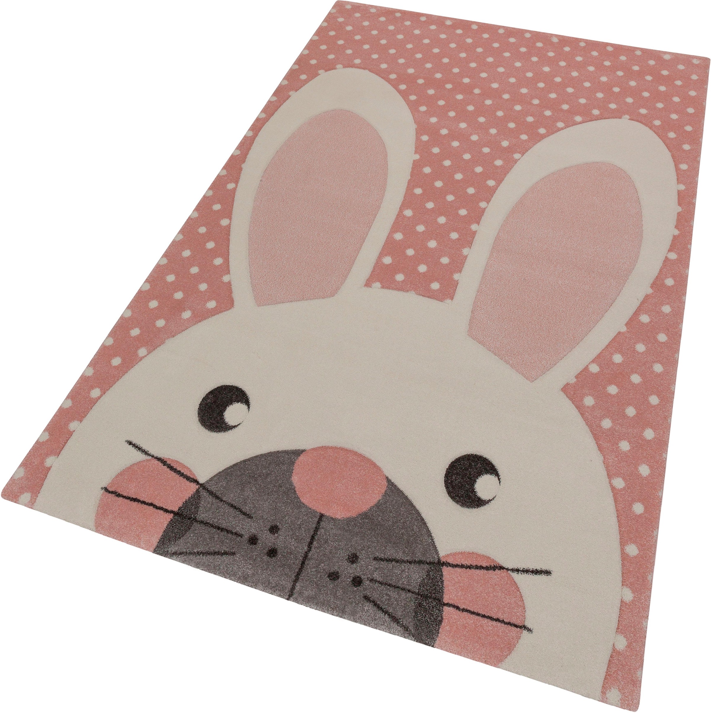 merinos Kinderteppich »Pastel Kids«, rechteckig, 13 mm Höhe, Hasen Motiv, handgearbeiteter Konturenschnitt, Kinderzimmer
