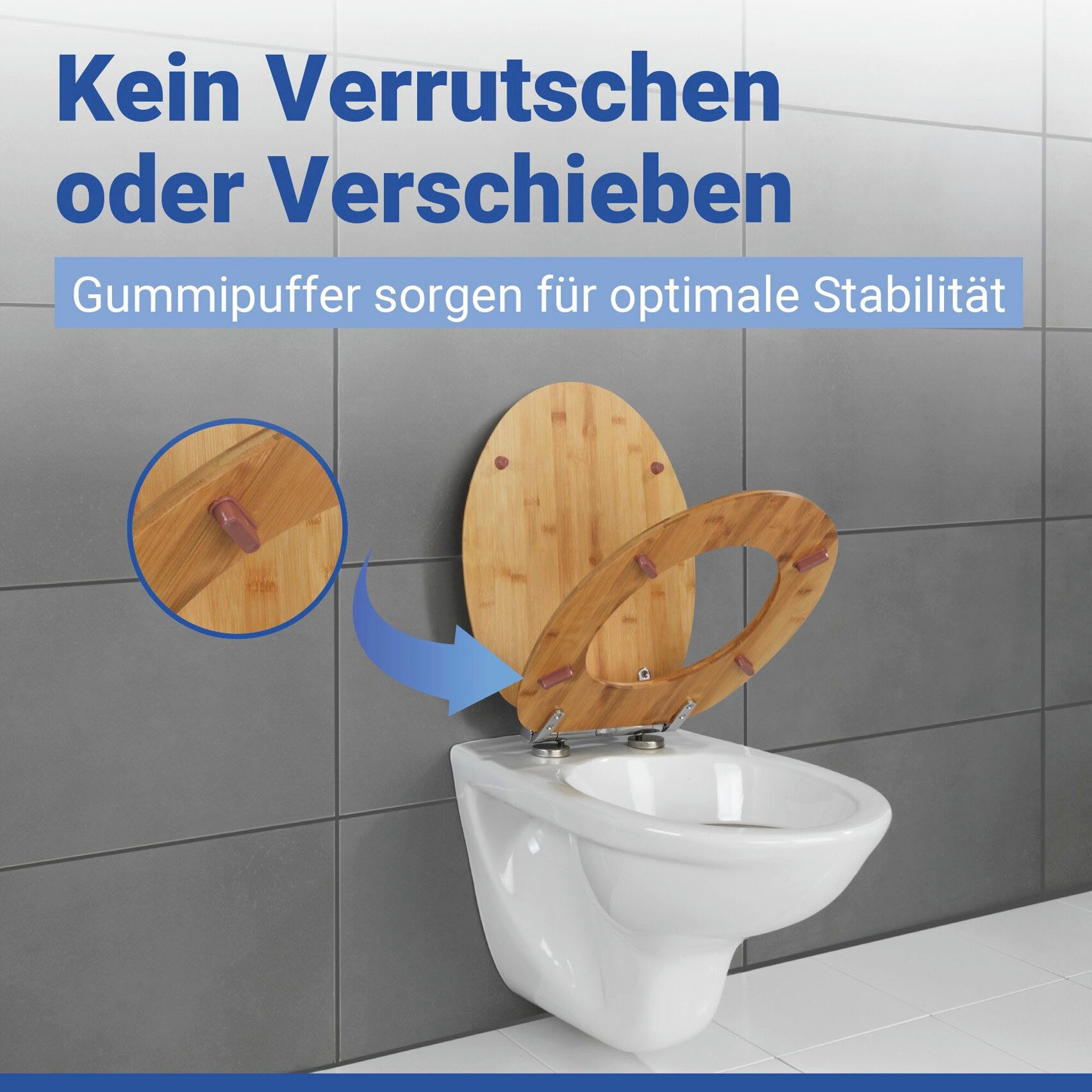 WENKO WC-Sitz »Bambusa« aus Bambus, mit Absenkautomatik, feuchtigkeitsresistent