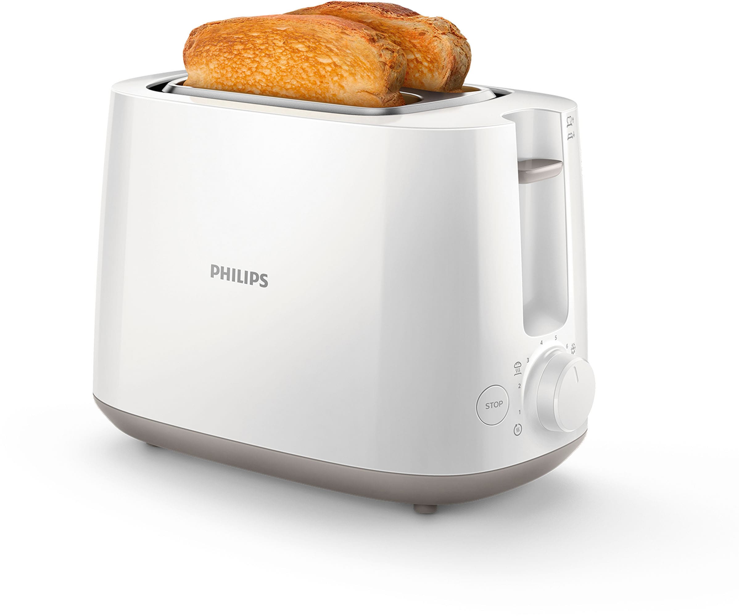 Philips Toaster »HD2581/00«, 2 kurze Schlitze, 830 W, integrierter Brötchenaufsatz, weiss