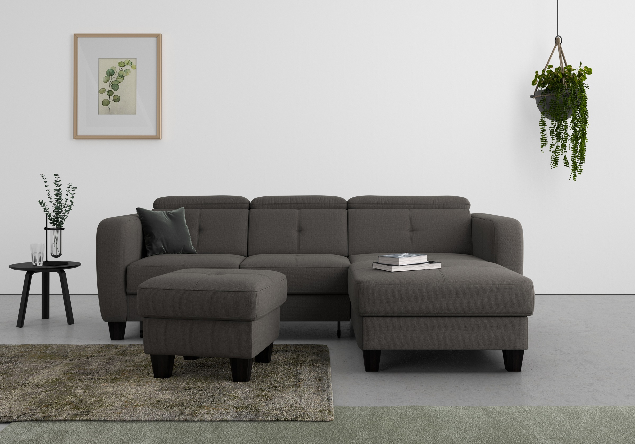 sit&more Ecksofa »Belluci L-Form«, inklusive Federkern, wahlweise mit Bettfunktion und Bettkasten