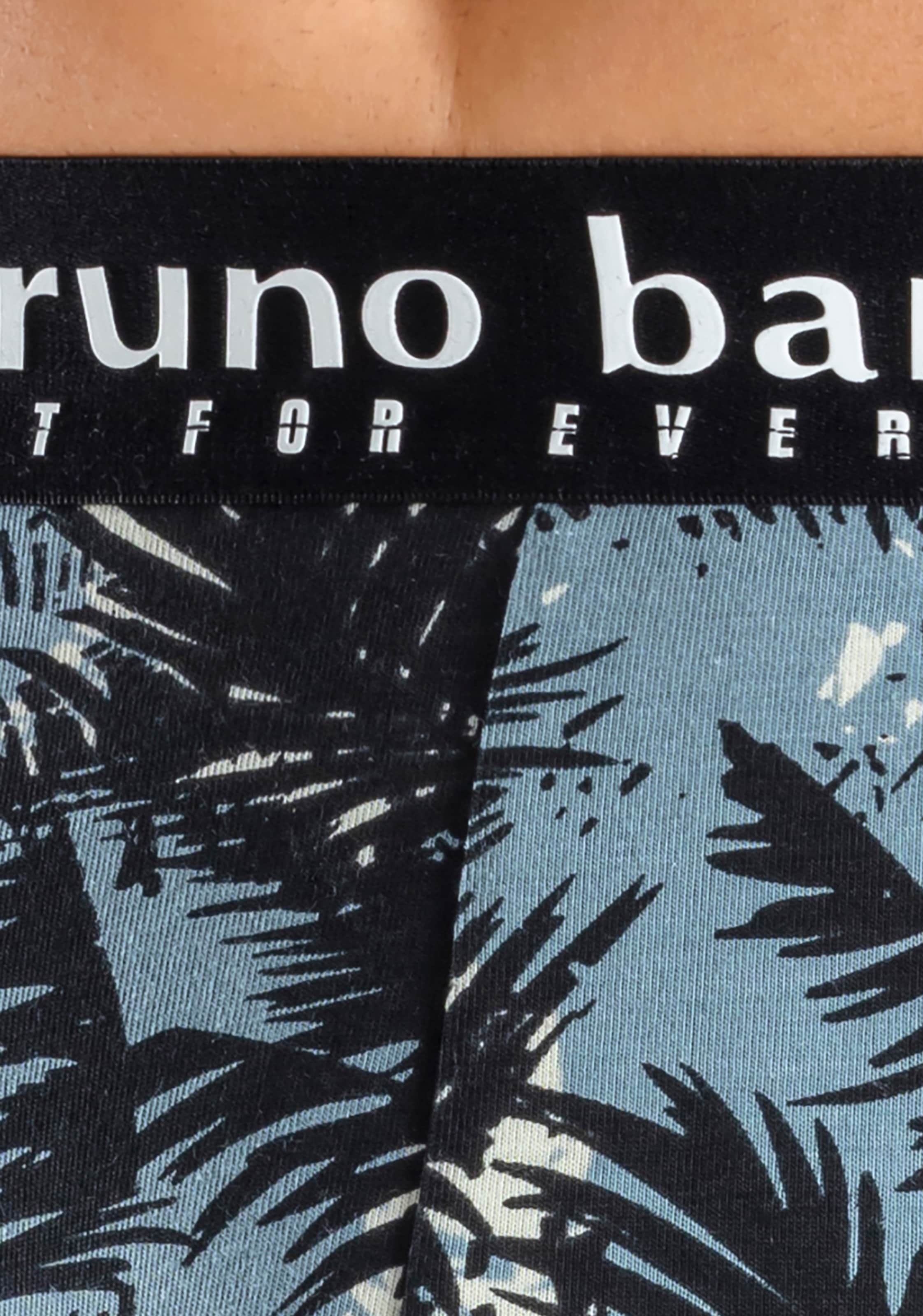 Bruno Banani Langer Boxer Packung, 4er-Pack, 4 Stk. Langes Bein, Palmendruck und unifarben aus Baumwollmischung