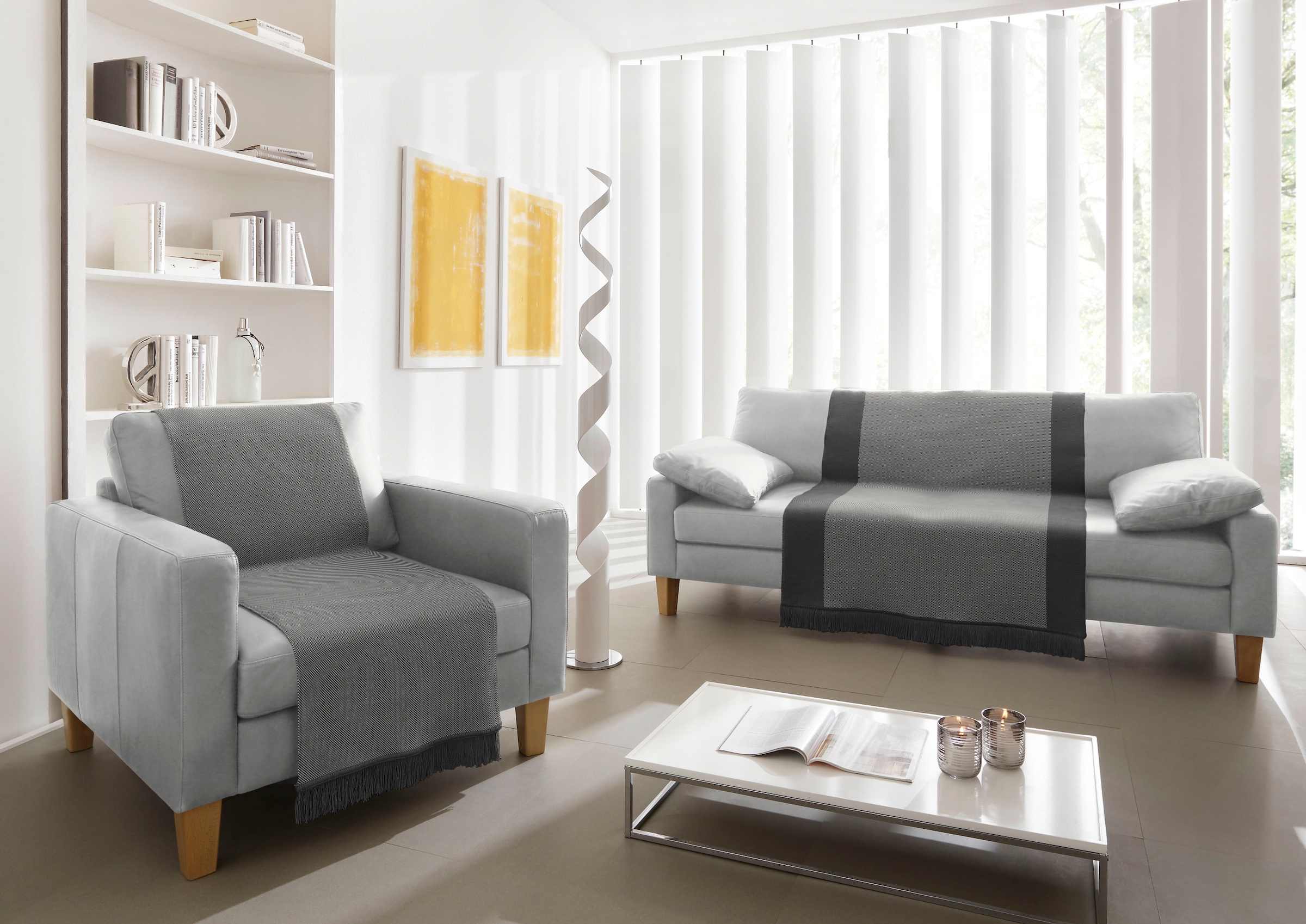 Biederlack Sofaschoner »Cotton Cover Salt & Pepper«, mit Fransen online  kaufen | Sofaschoner