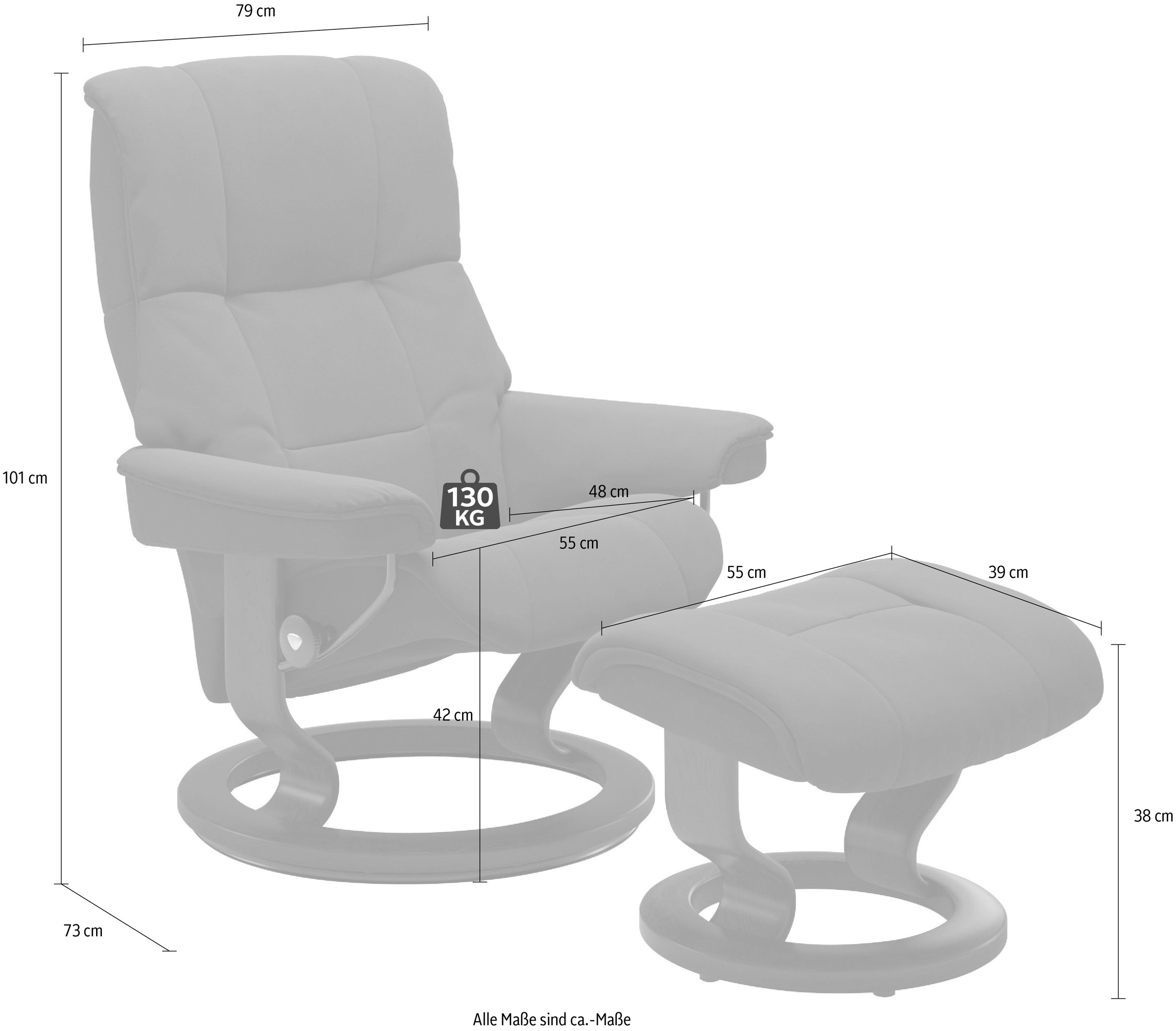 Stressless® Relaxsessel »Mayfair« Relaxsessel mit Hocker,  mit Hocker, mit Signature Base, Größe S, M & L, Gestell Schwarz