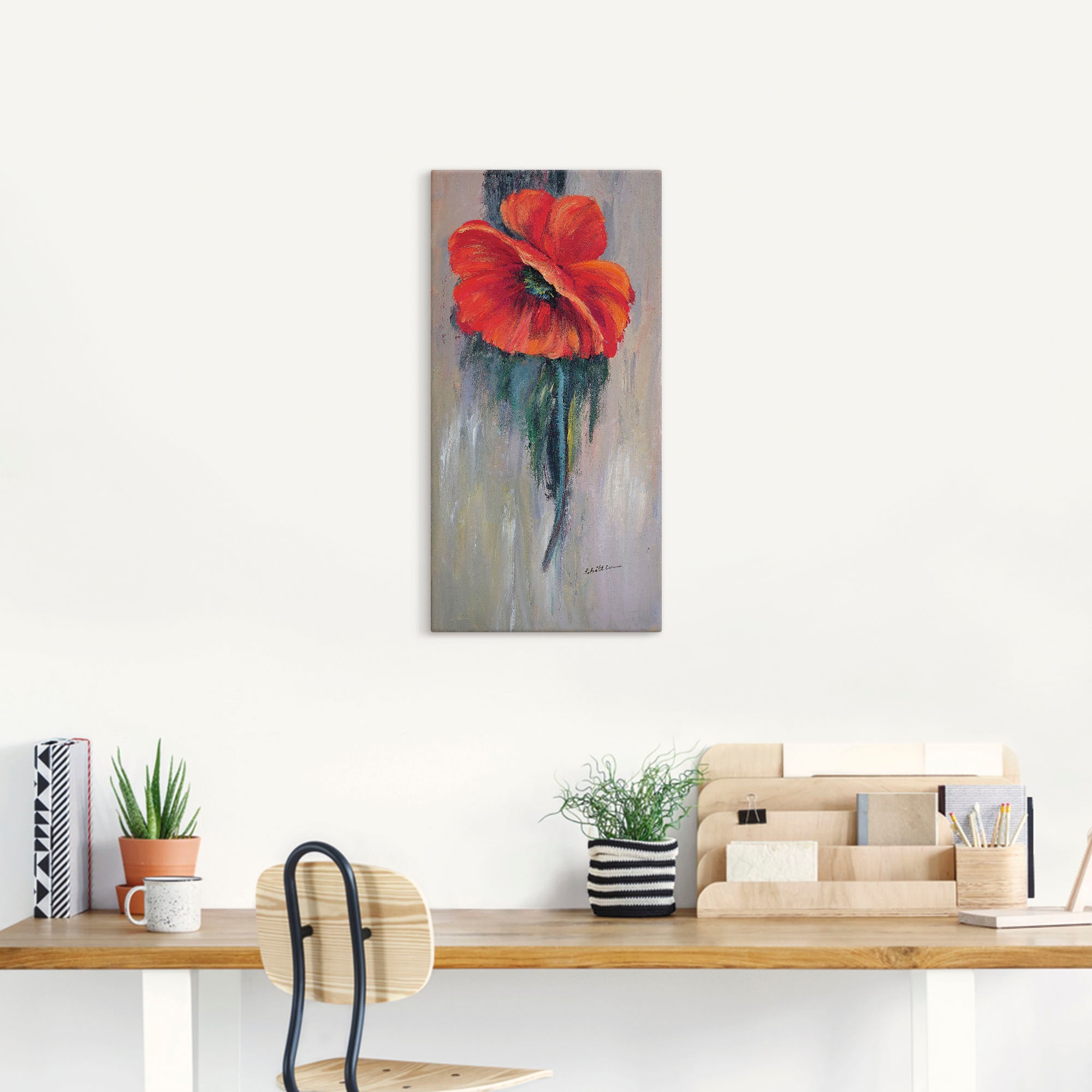 Artland Leinwandbild »Roter Mohn III« Blumen 1 Stk. tlg. auf Holzrahmen gespannt