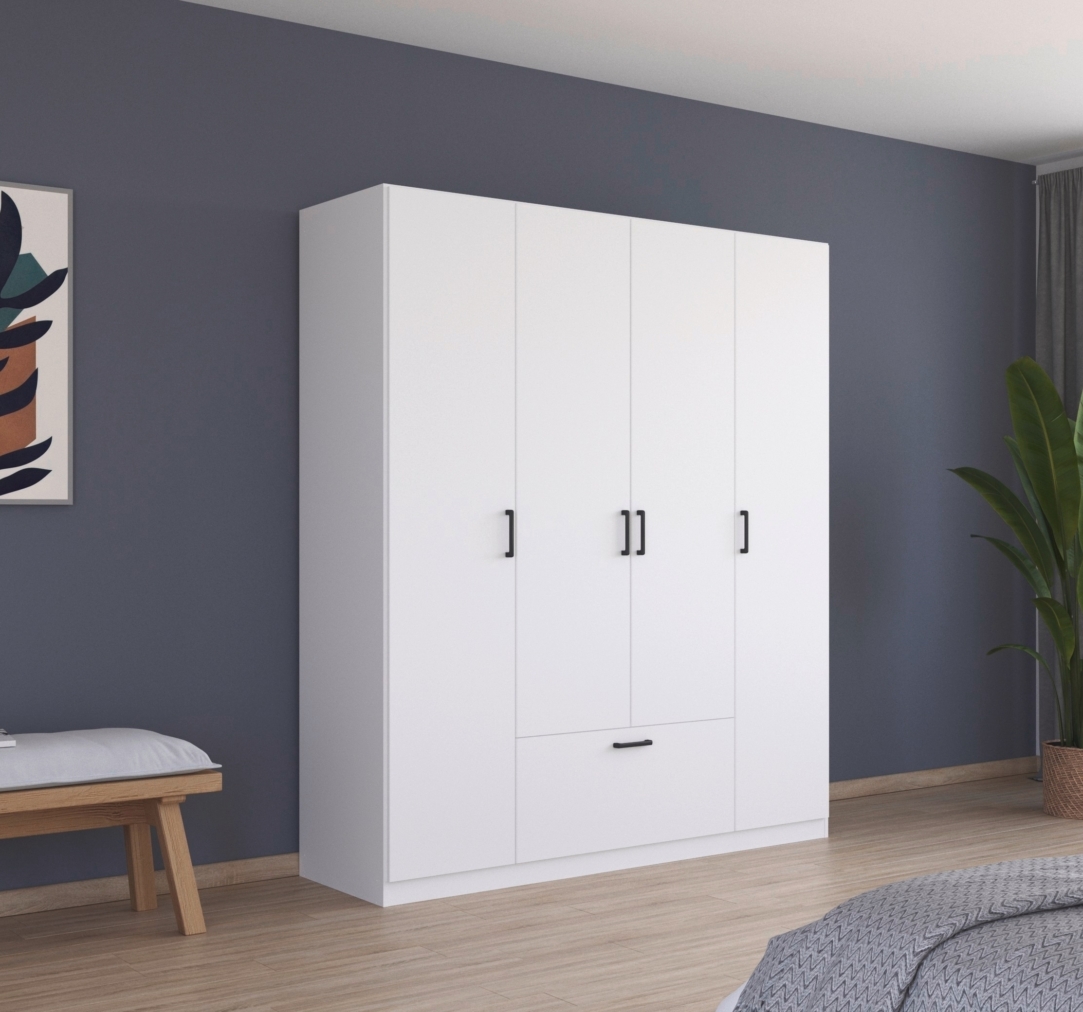 rauch Drehtürenschrank »Kleiderschrank Schrank Garderobe Wäscheschrank BARI« mit Schubasten mittig, moderner Griff in Graumetallic MADE IN GERMANY