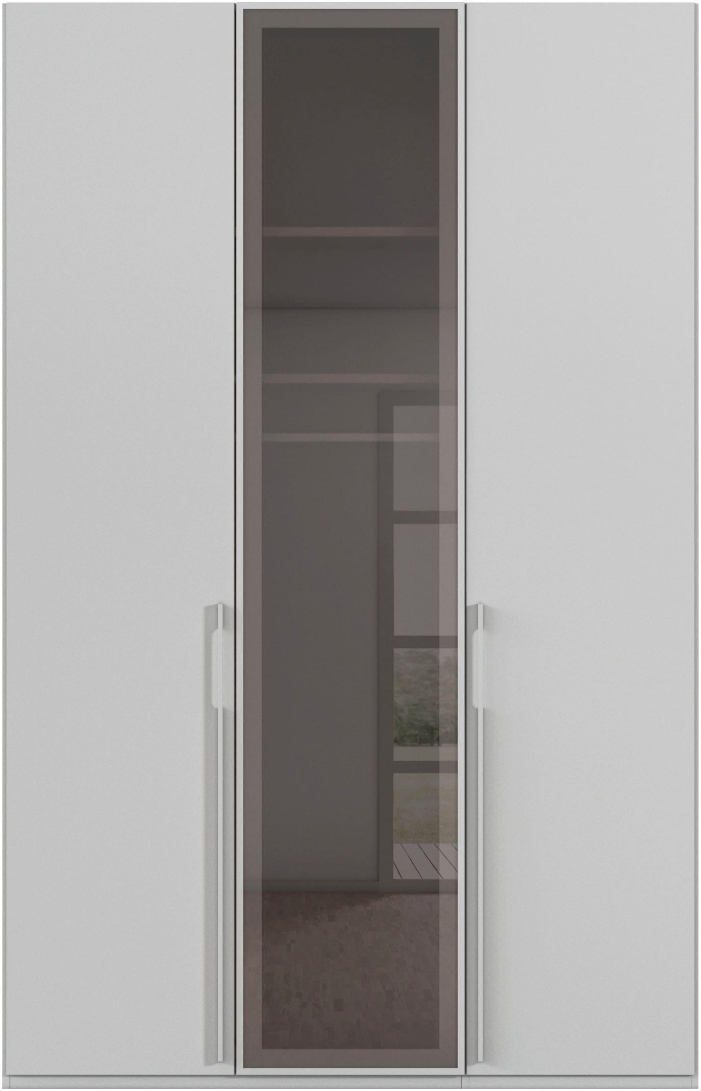 rauch Drehtürenschrank »Schrank Garderobe SKAT SHINE Breiten 151/201/251/301cm, Höhe 223/235cm« 3 verschiedene Ausstattungen BASIC/CLASSIC/PREMIUM (inkl. SOFT-CLOSE),  edle Schrankfront mittig hochwertige Glasrahmentüren MADE IN GERMANY